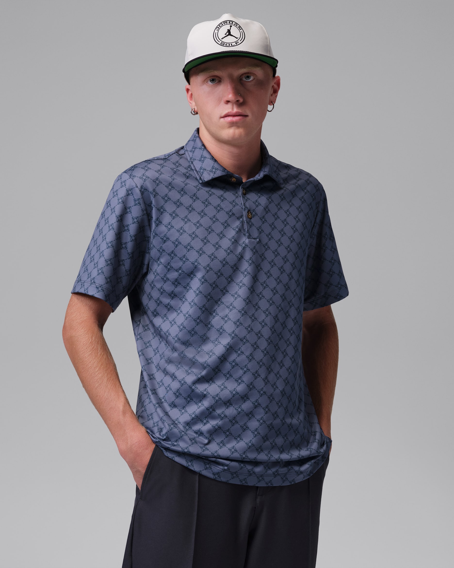 Jordan Sport Men's Printed Golf Polo - Obsidian/Thunder Blue