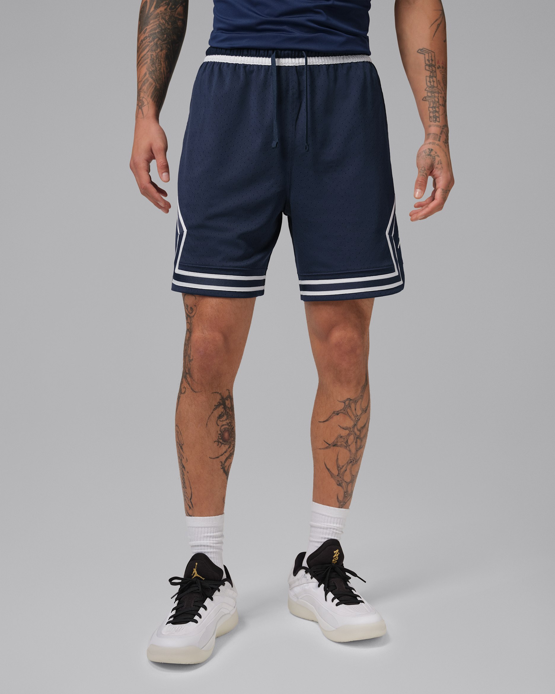 Jordan Sport Men's Dri-FIT Mesh Diamond Shorts - Midnight Navy/White