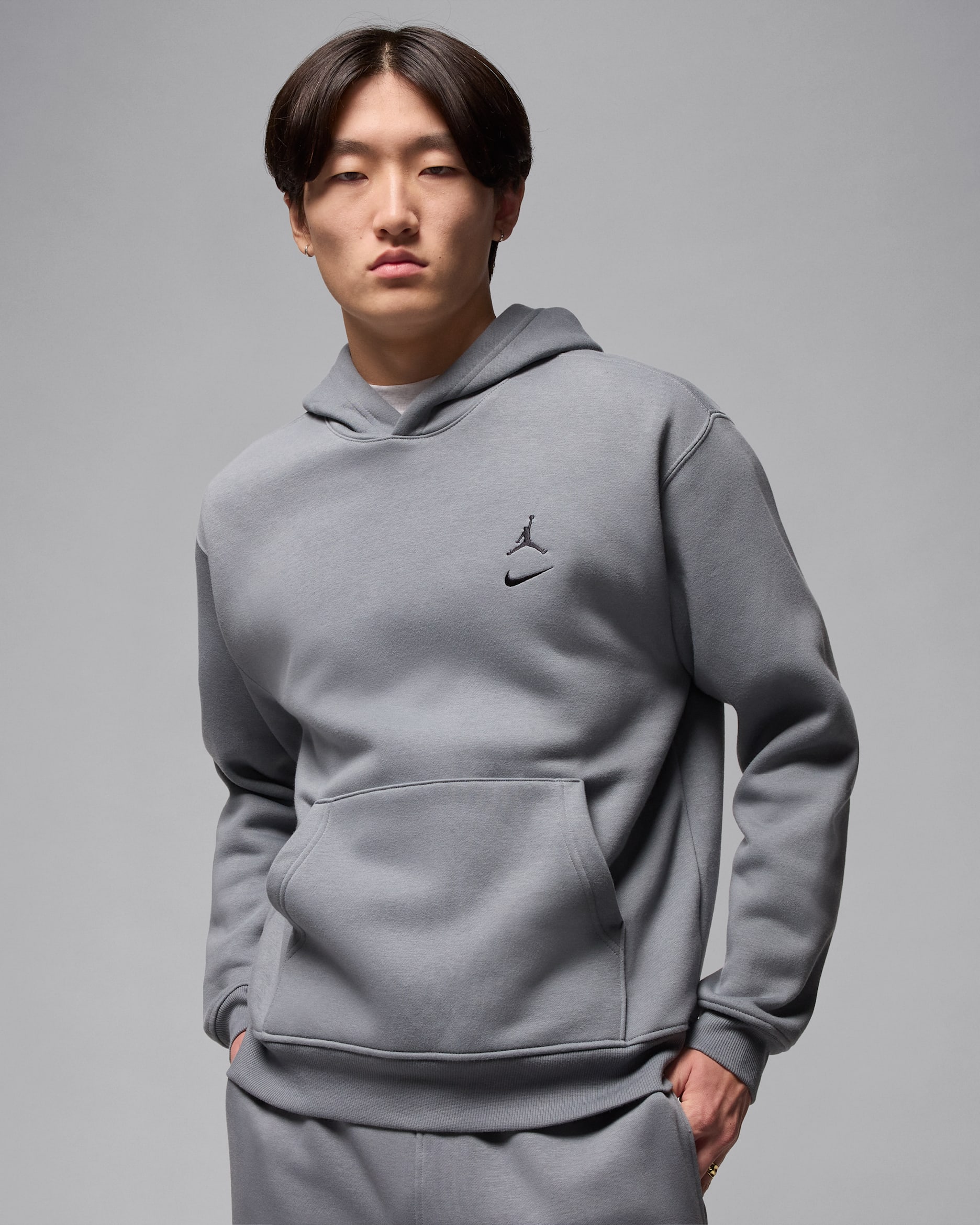 Jordan Brooklyn Fleece Men's Pullover Hoodie - Cool Grey/Black