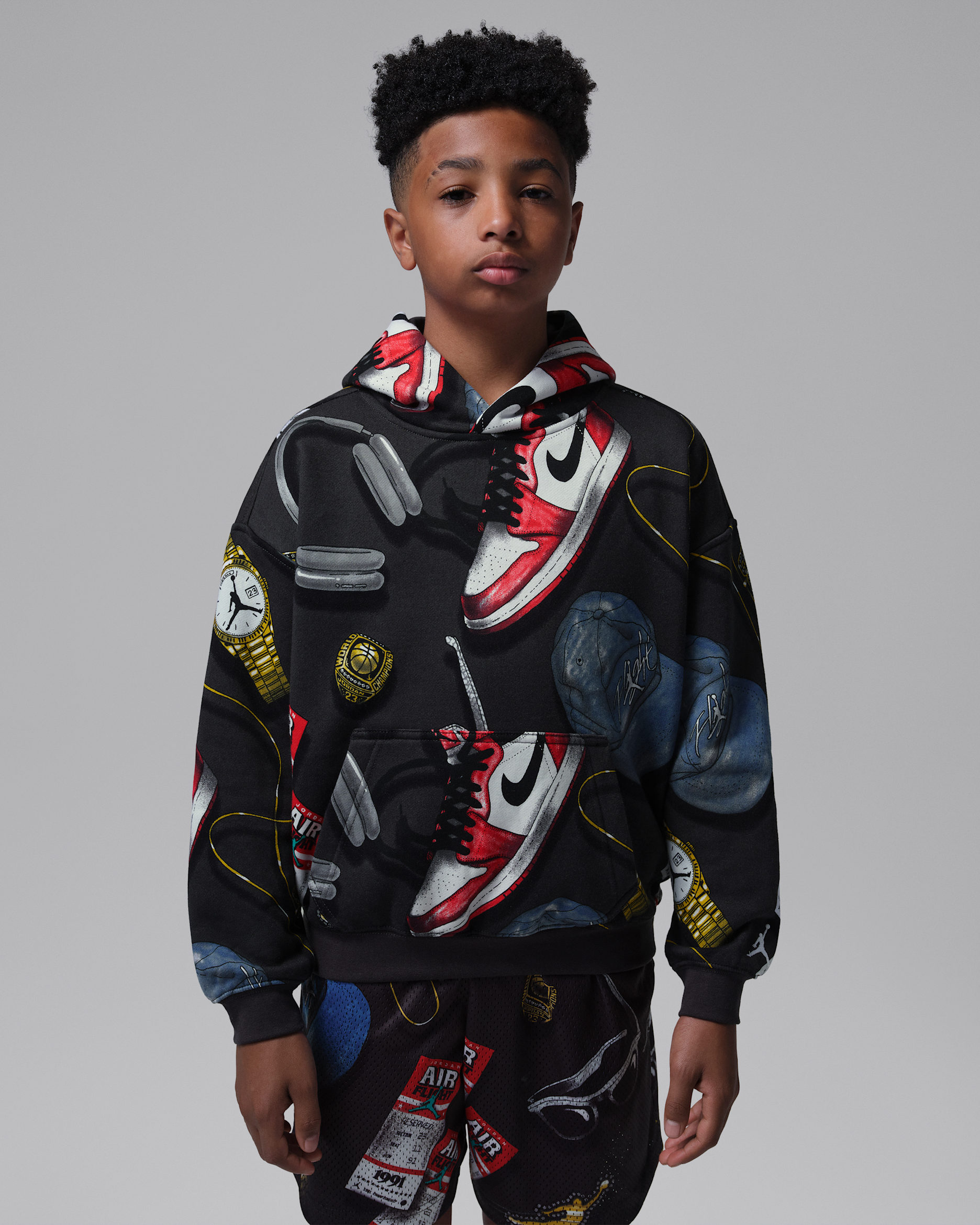 Jordan Big Kids' Mike's Flight Kit Pullover Hoodie - Off Noir