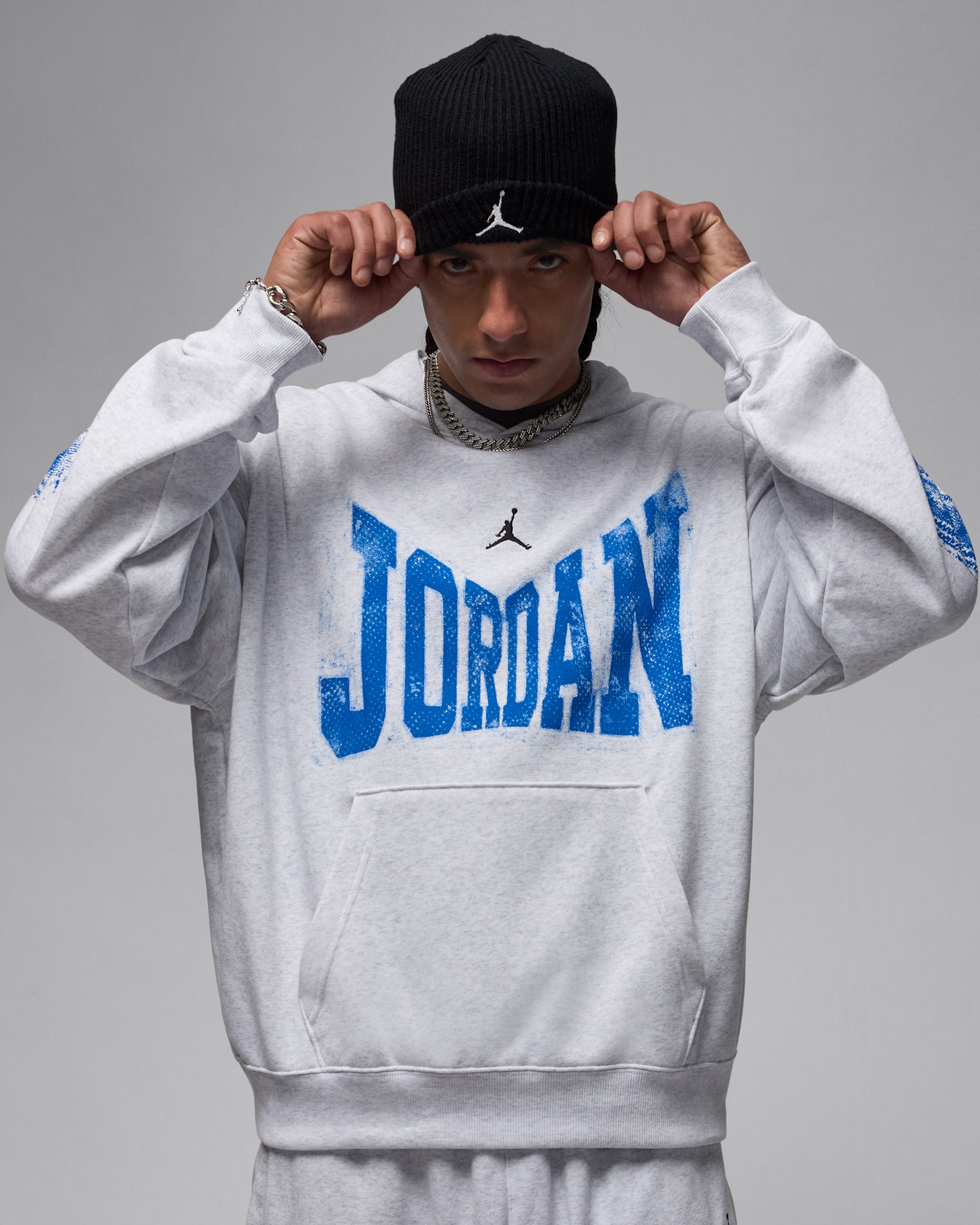 Jordan Brooklyn Dessuadora amb caputxa d'estil universitari - Home - Birch Heather/Negre