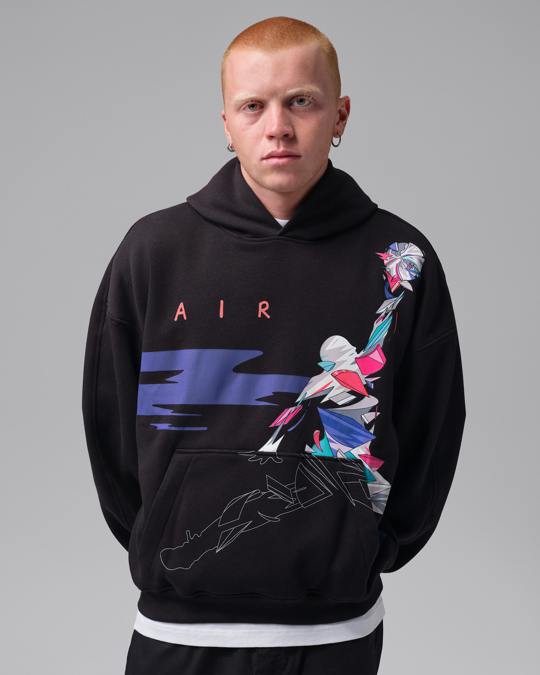 Jordan Brooklyn Men's Oversized Graphic Fleece Pullover Hoodie - Black