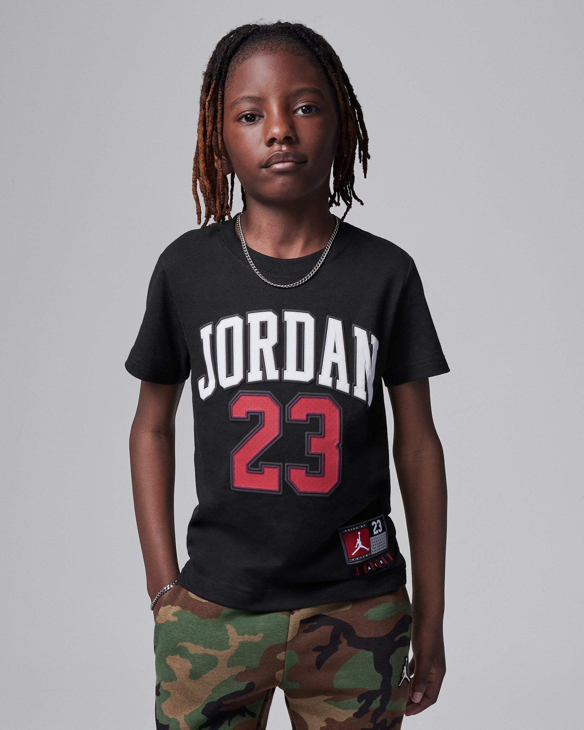 ジョーダン リトルキッズ Tシャツ - ブラック/ジムレッド