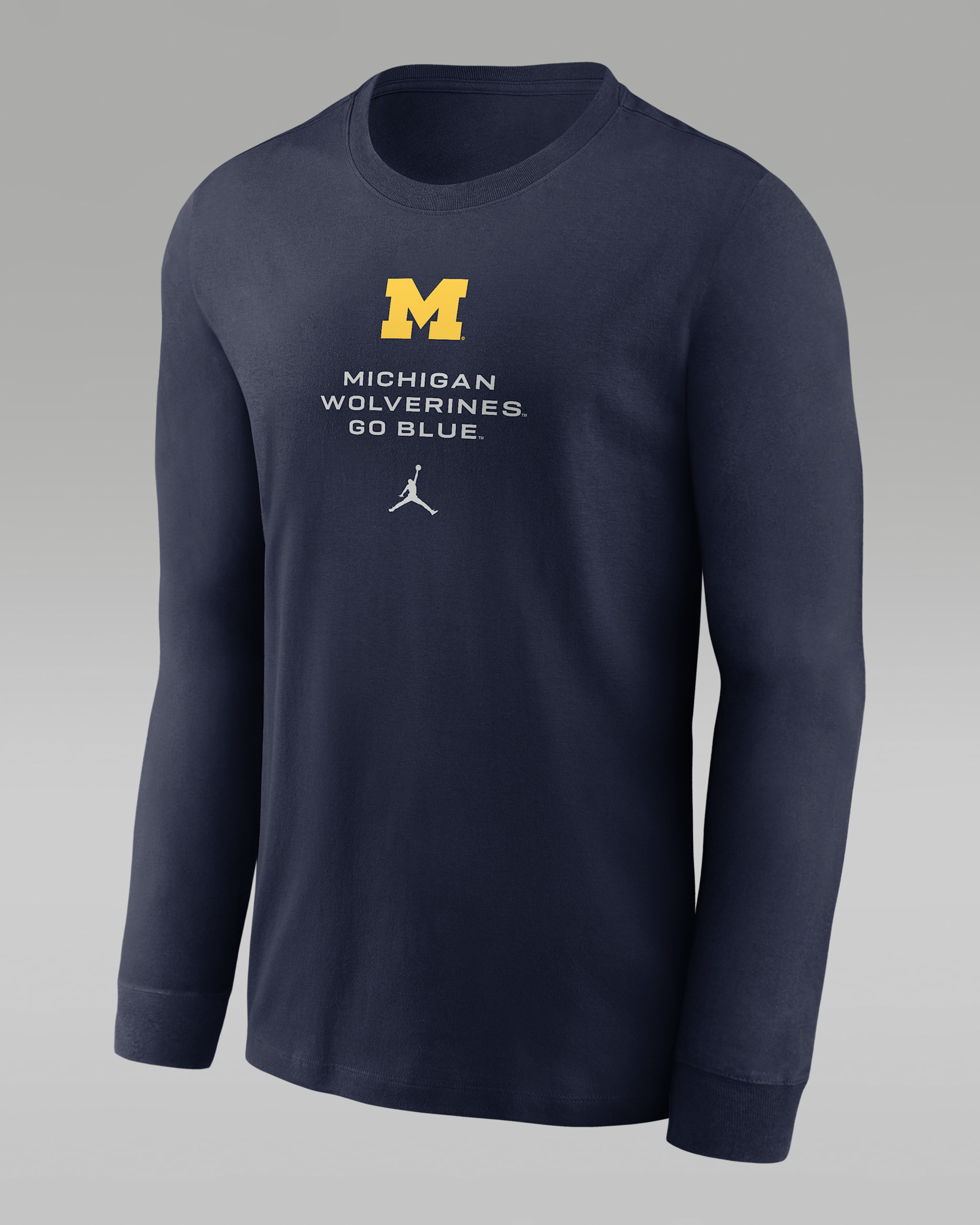 Michigan Sideline Men's Jordan Brand Dri-FIT College Long-Sleeve T-Shirt - College Navy