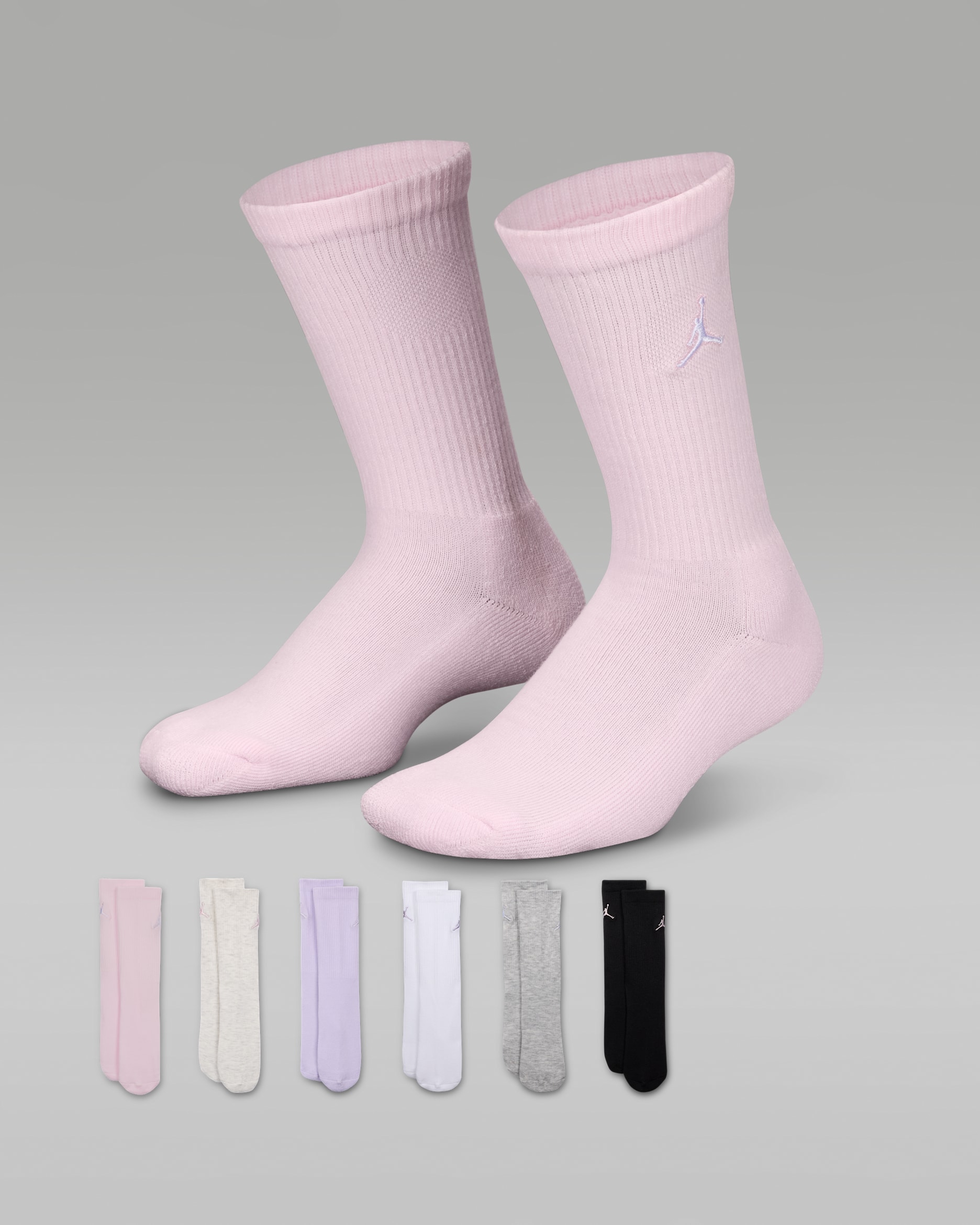 Jordan Everyday Essentials Big Kids' Crew Socks (6 Pairs) - Pink Glaze