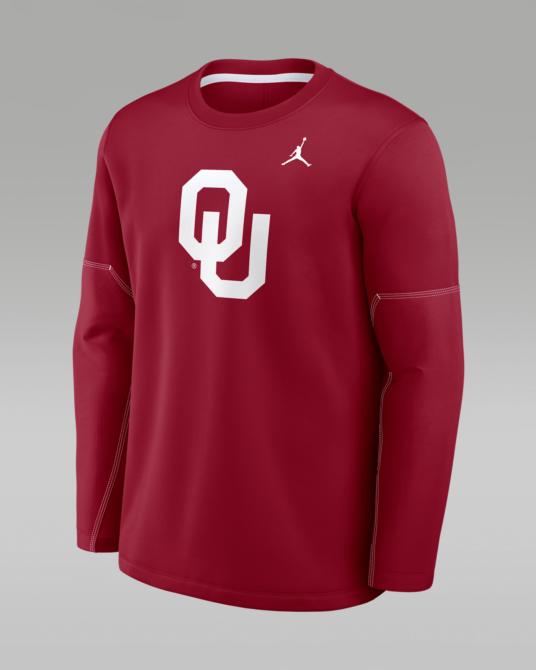 Oklahoma Sideline Coaches Men's Jordan Brand Therma-FIT College Long-Sleeve T-Shirt - Team Crimson/White