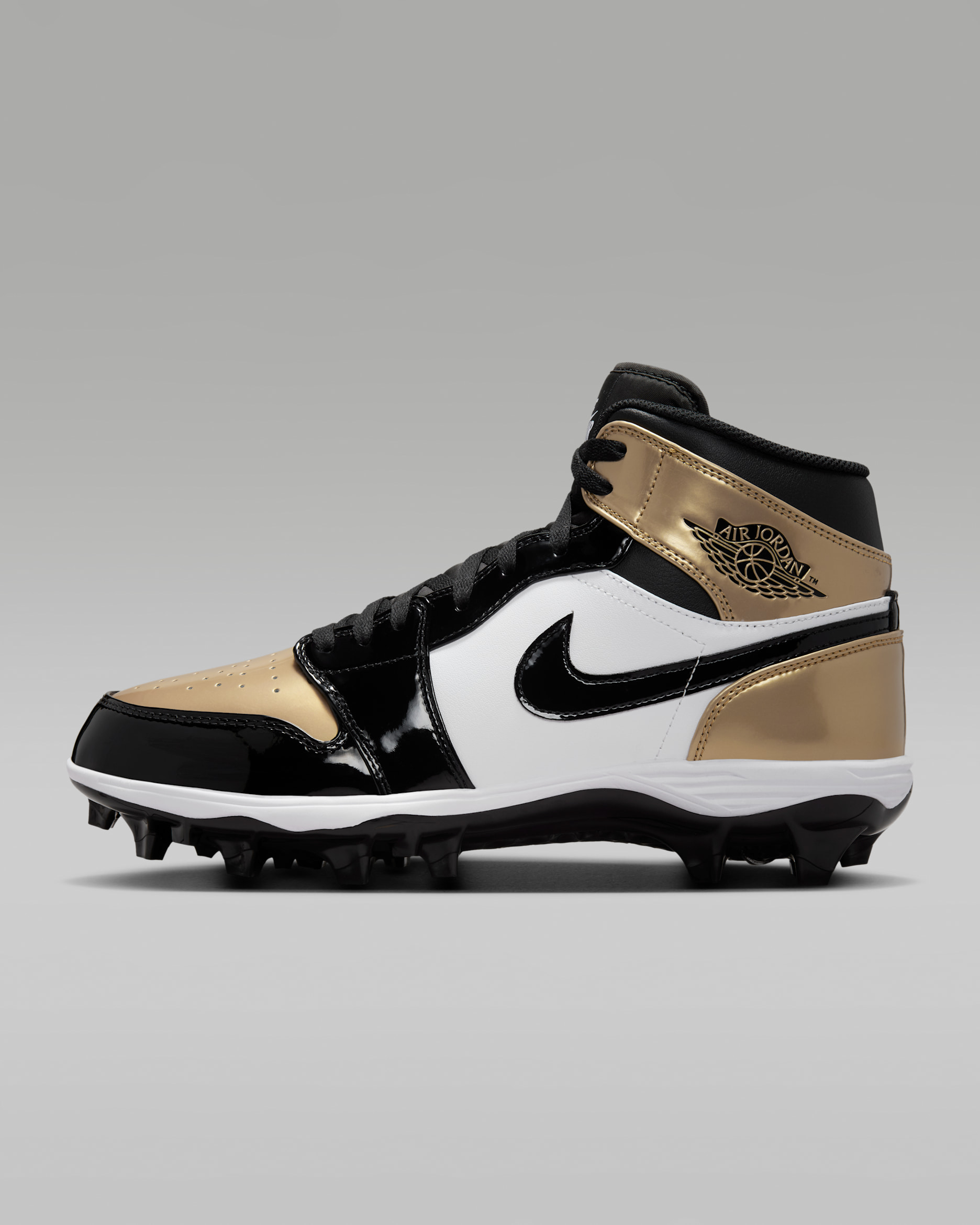 Jordan 1 Mid TD Men's Football Cleat - Metallic Gold/White/Black