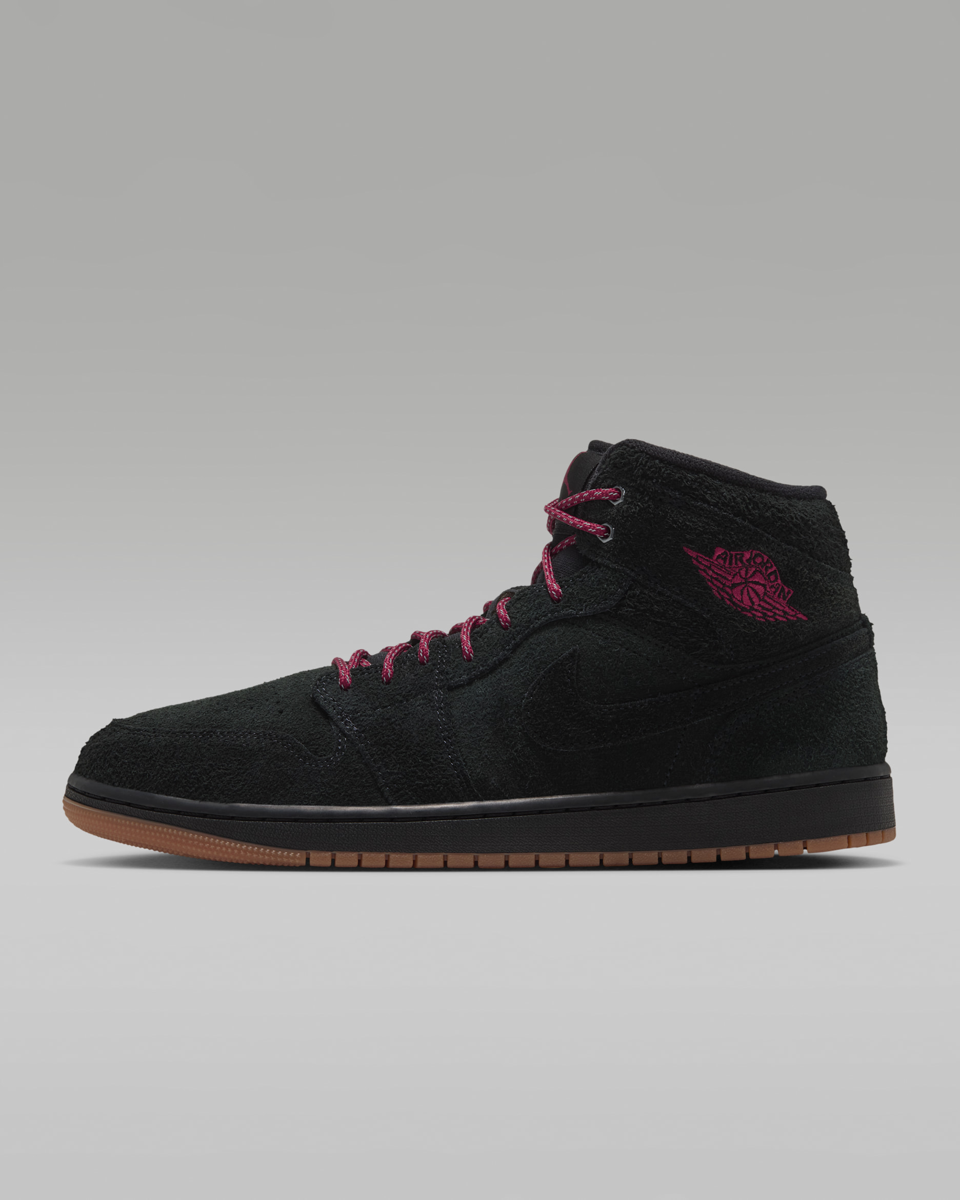 Air Jordan 1 Mid SE Men's Shoes - Black/Gum Medium Brown/Team Red