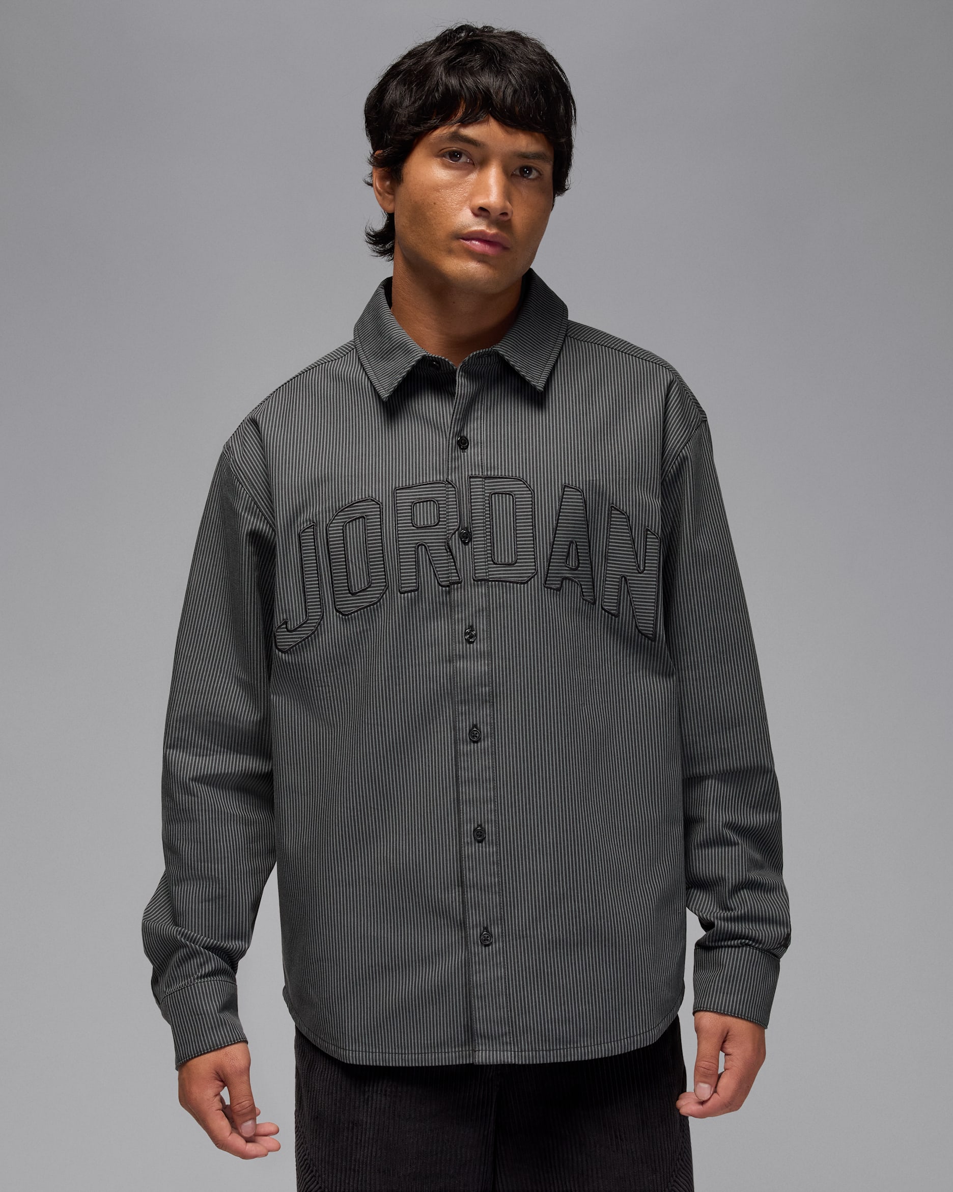 Jordan Flight Men's Oxford Long-Sleeve Top - Black/Iron Grey/Black