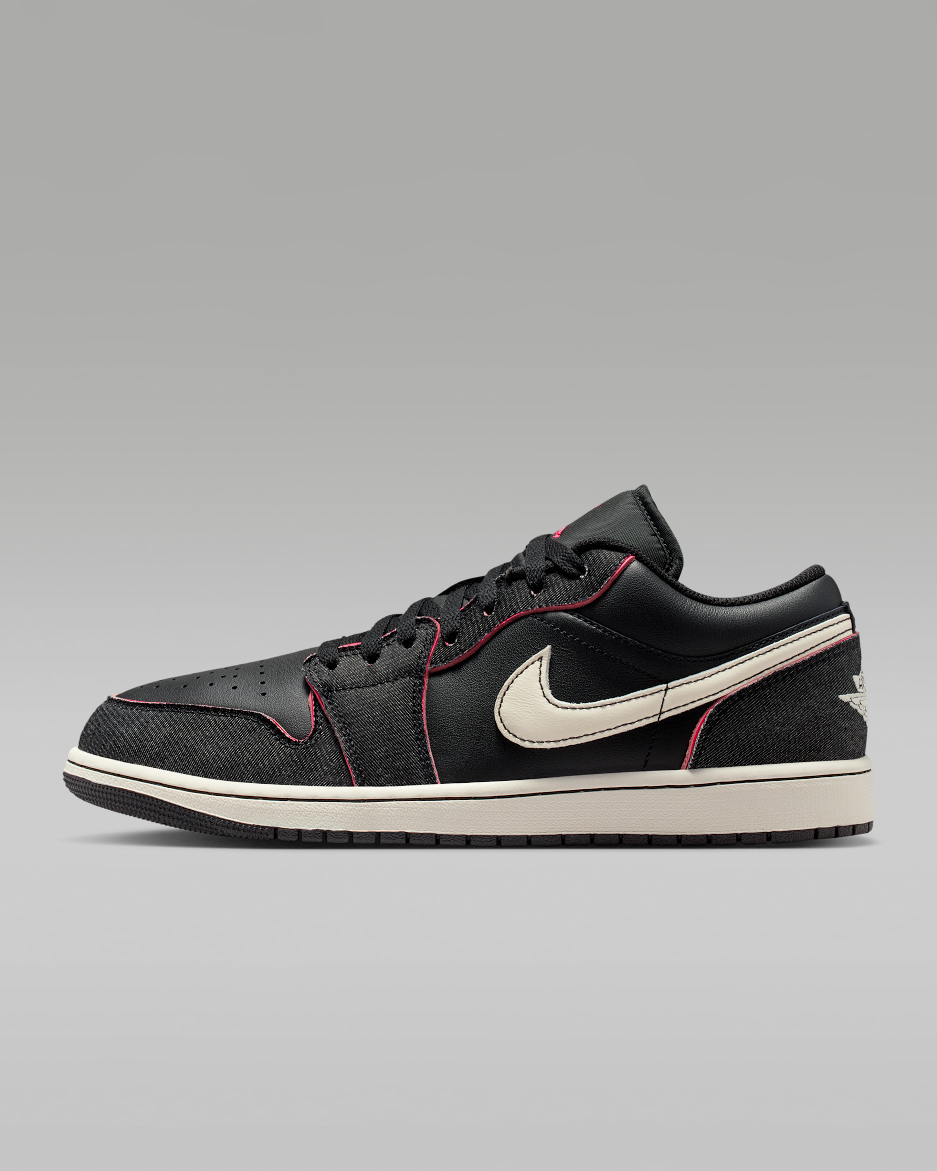 에어 조던 1 로우 SE 남성 신발 - 블랙/블랙/레이서 핑크/페일 아이보리