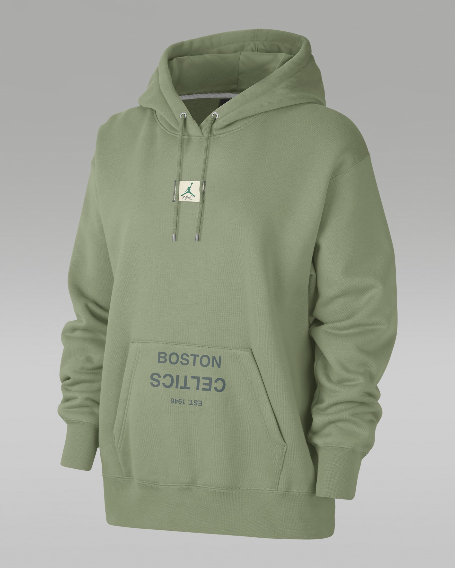 Boston Celtics Flight Fleece Women's Jordan NBA Satin-Lined Pullover Hoodie - Oil Green/Vintage Green