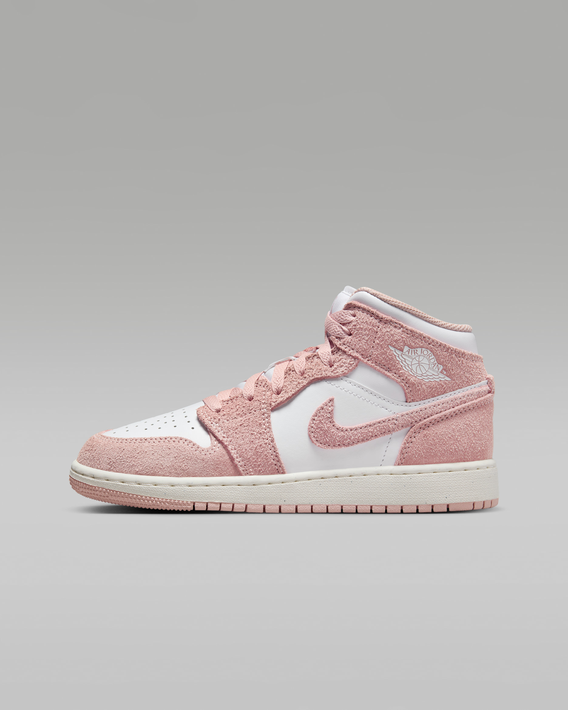 Air Jordan 1 Mid SE Big Kids' Shoes - White/Sail/Legend Pink