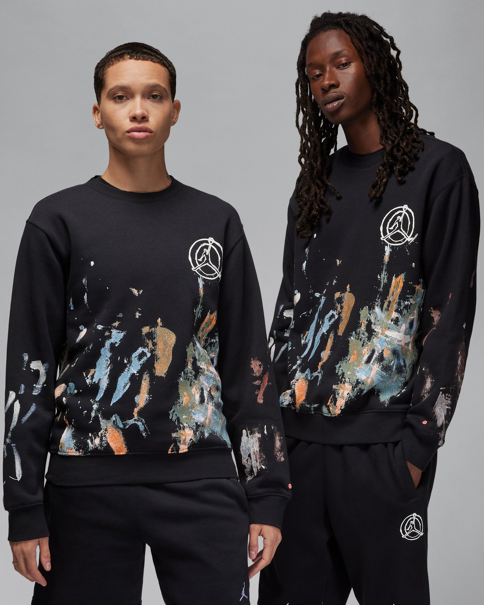 Jordan Artist Series by Jammie Holmes Fleece Crew-Neck Sweatshirt - Black