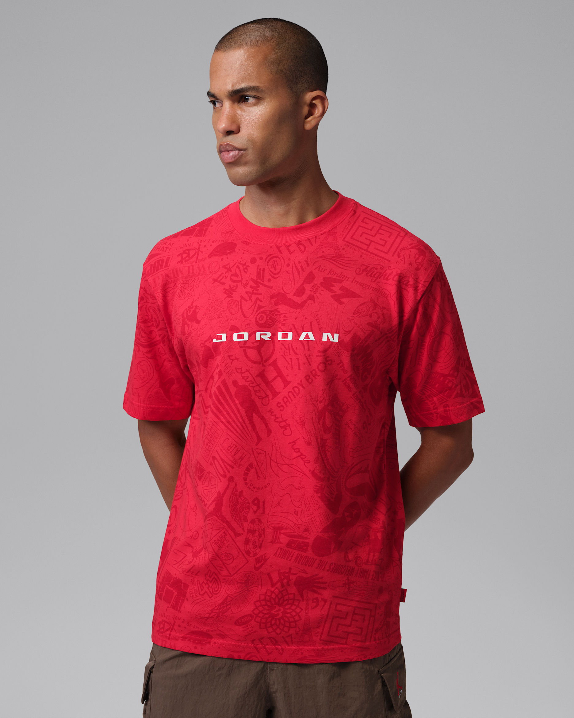 Jordan Brooklyn Men's T-Shirt - University Red/Phantom