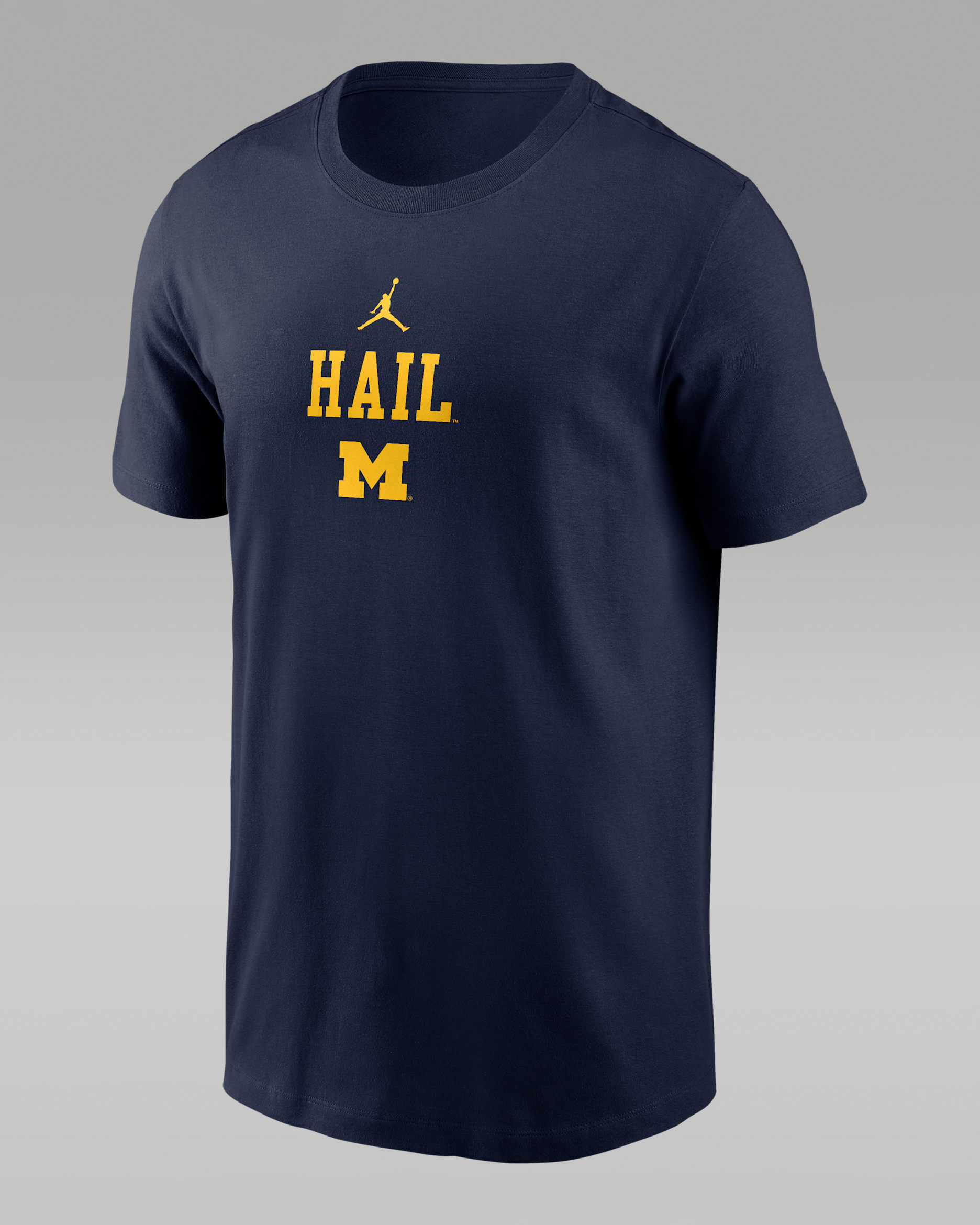 Playera universitaria Nike para hombre Michigan 2-Hit Stacked - Azul marino