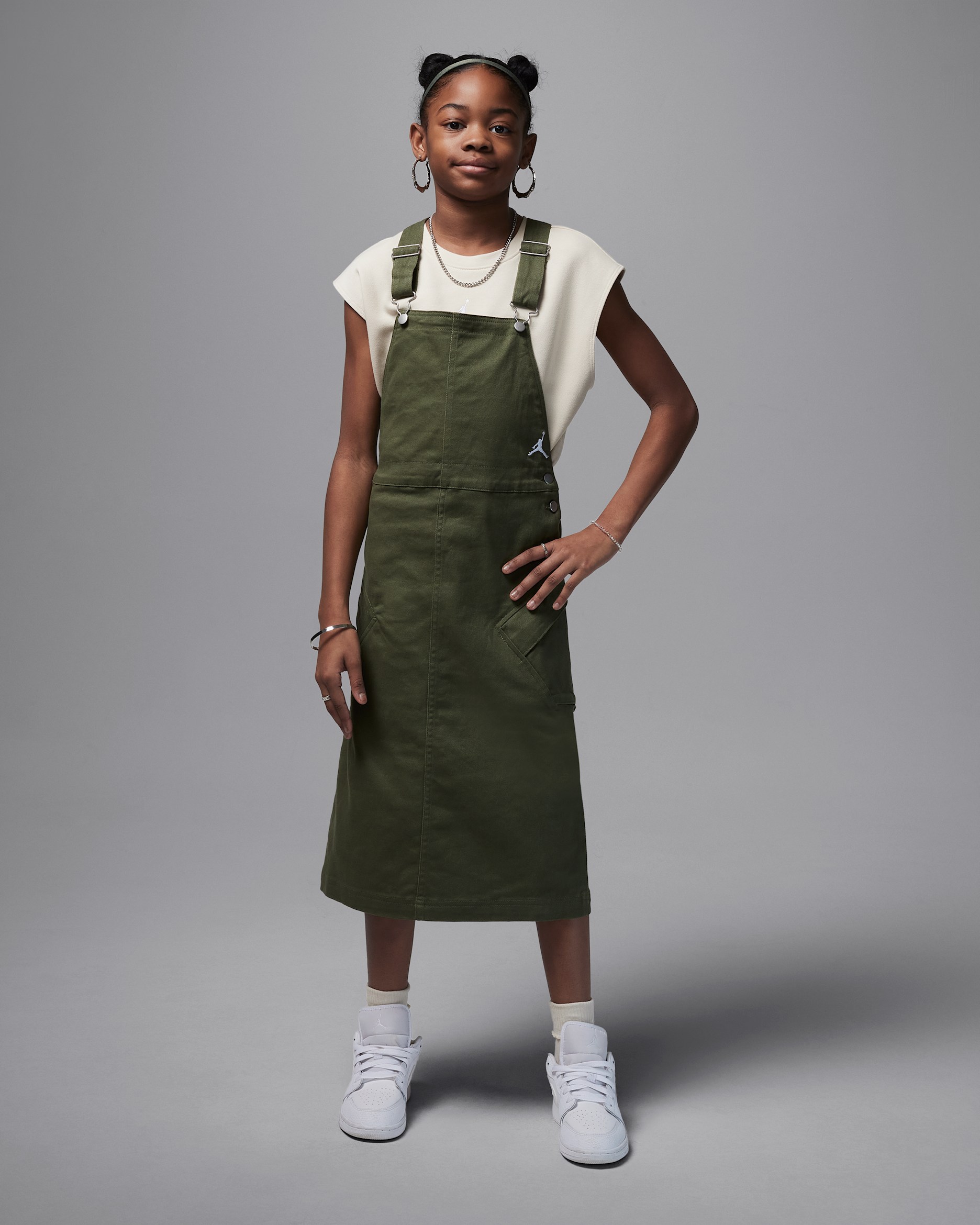 Jordan Big Kids' Essential Overall Dress - Medium Olive