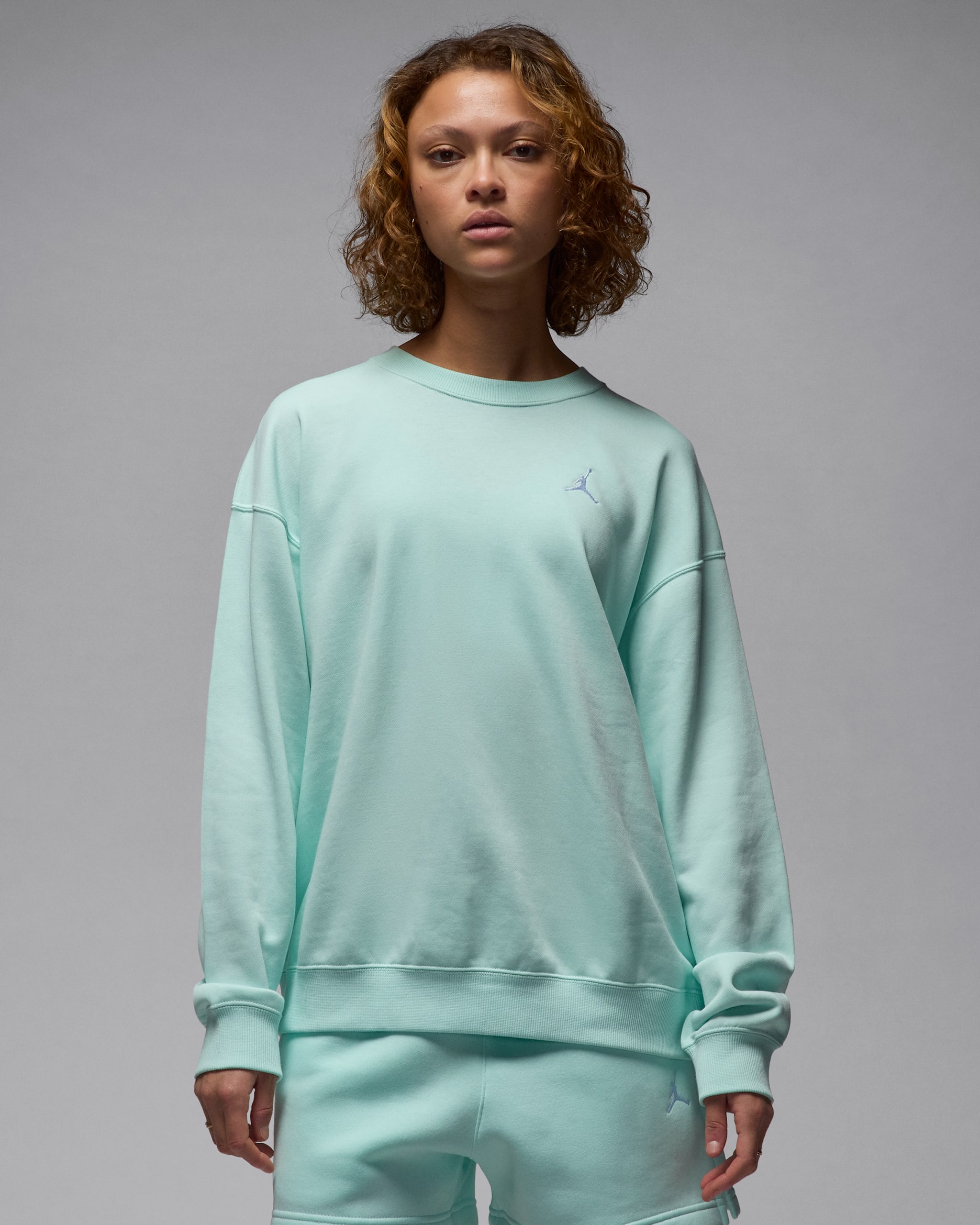 Jordan Brooklyn Fleece Women's French Terry Crew-Neck Sweatshirt - Igloo/White