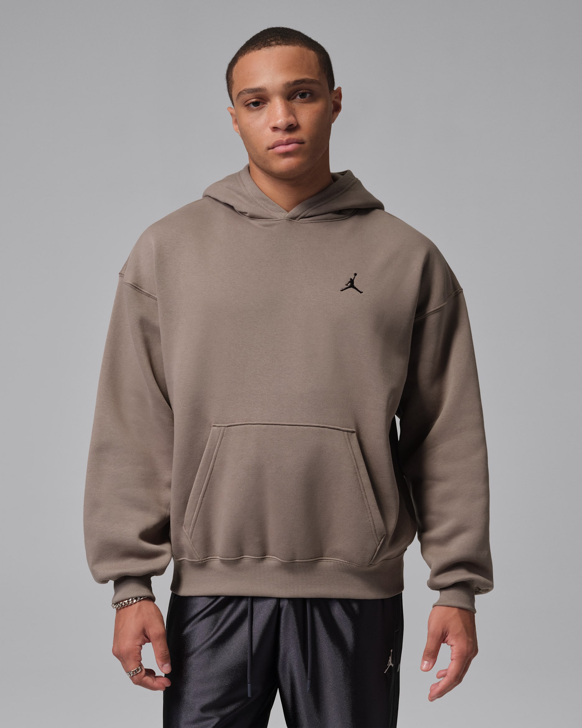 Sweat à capuche oversize Jordan Brooklyn Fleece pour homme - Olive Grey/Noir