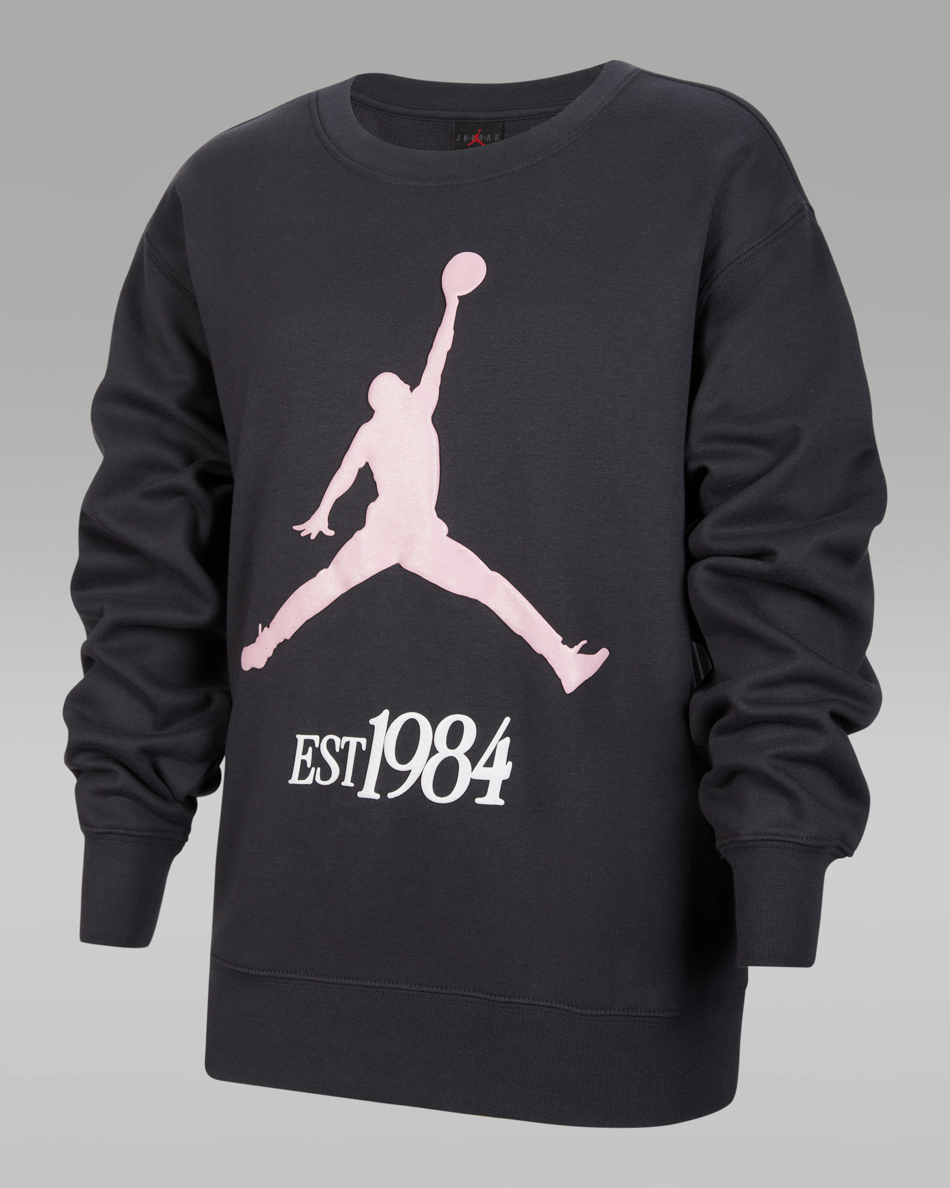 Playera de cuello redondo de tejido Fleece plisada para niños talla grande Jordan Jumpman Club - Sombrío apagado
