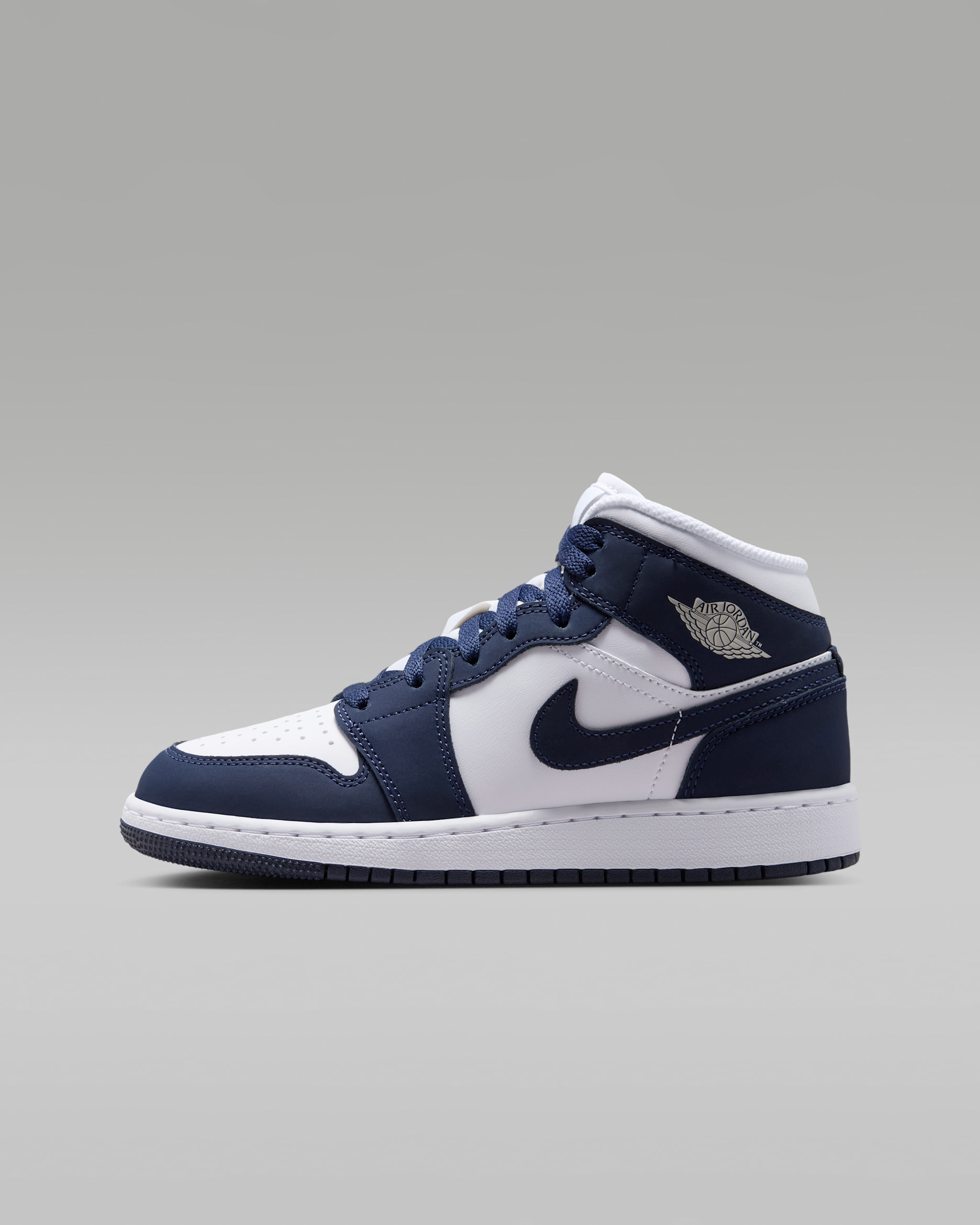 Scarpa Air Jordan 1 Mid - Ragazzo/a - Ossidiana/Bianco/Grey Fog/Ossidiana