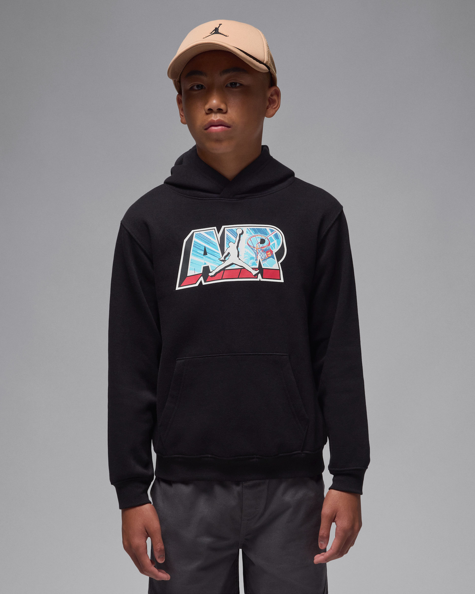 Jordan Big Kids' Air Postcard Pullover Hoodie - Black