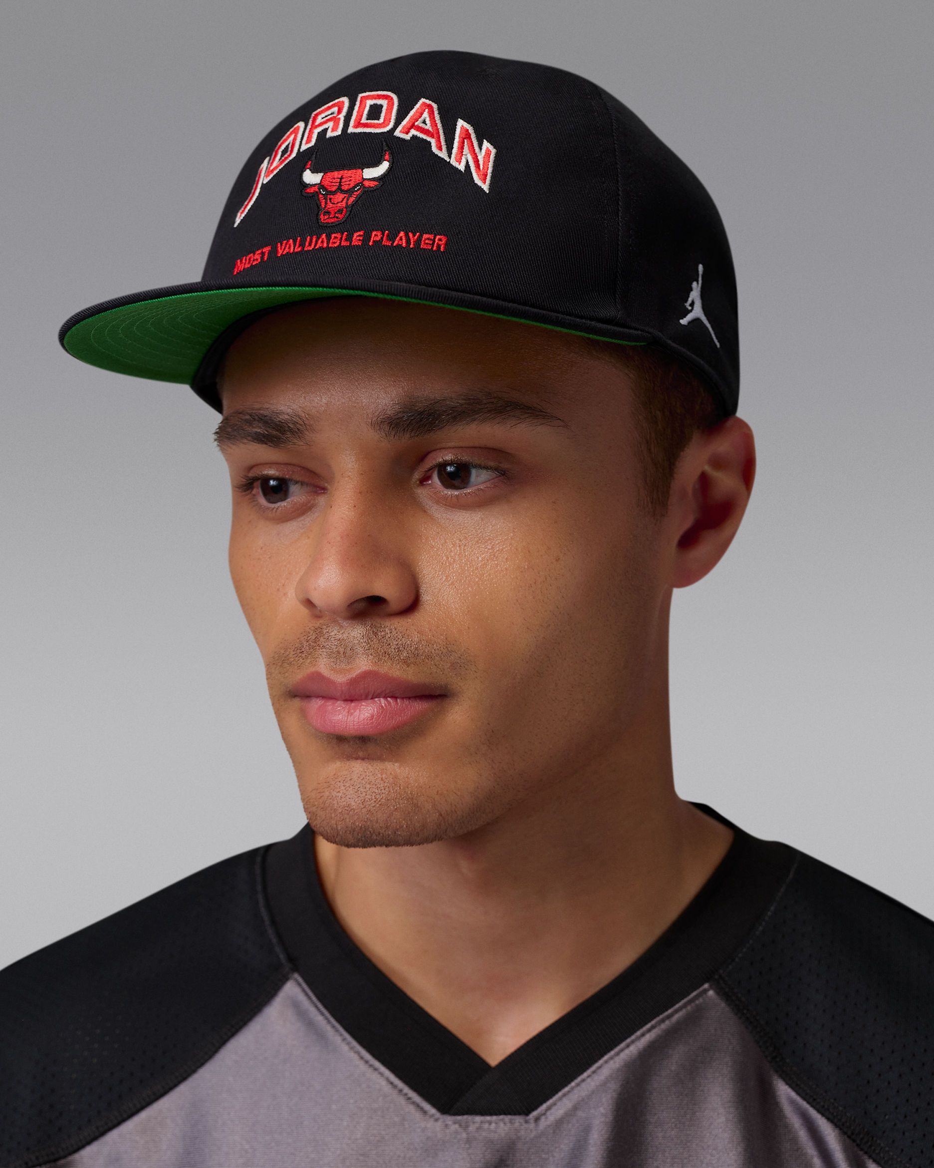 Boné não estruturado de pala plana Jordan Pro - Preto/Preto/Verde Kelly/Branco