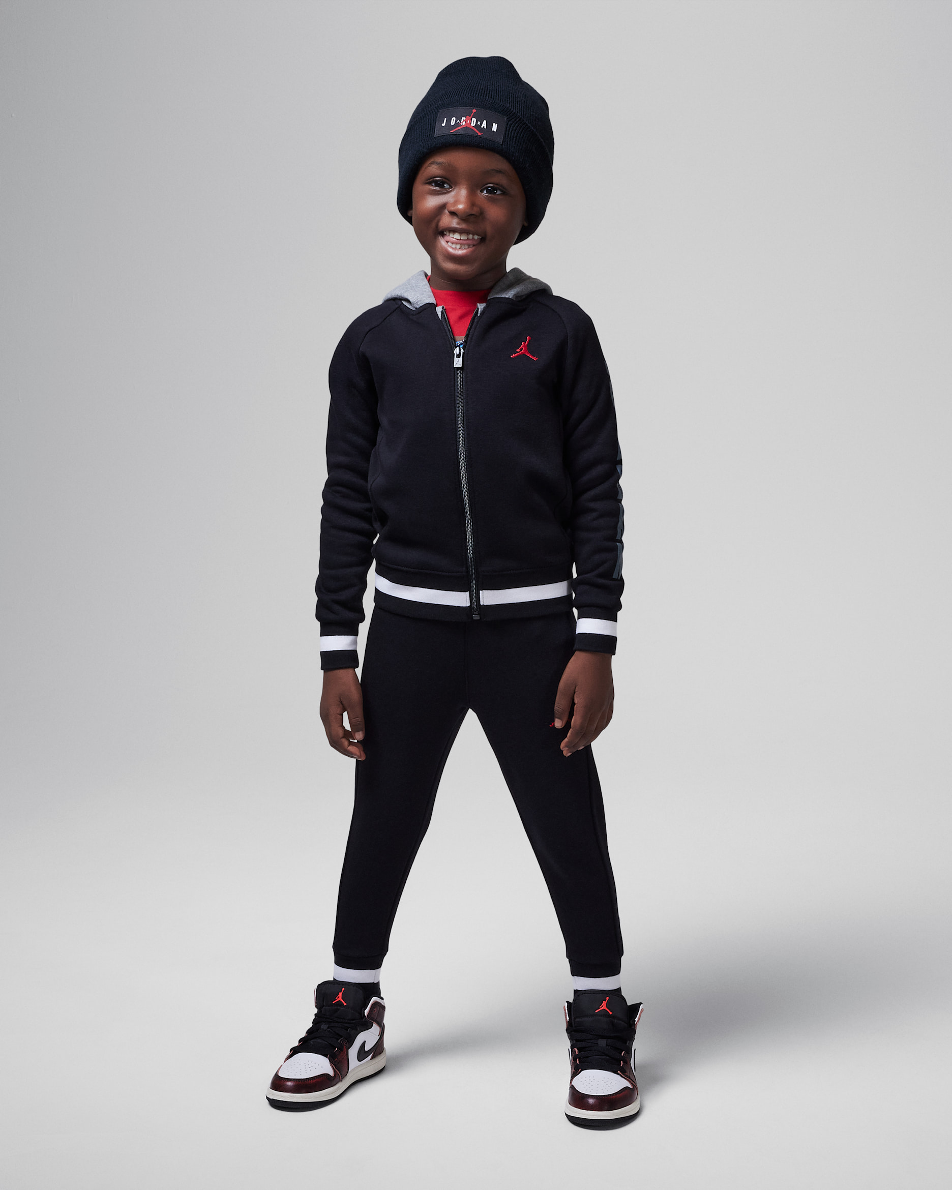 Jordan Toddler 2-Piece Blocked and Ribbed Full-Zip Set - Black