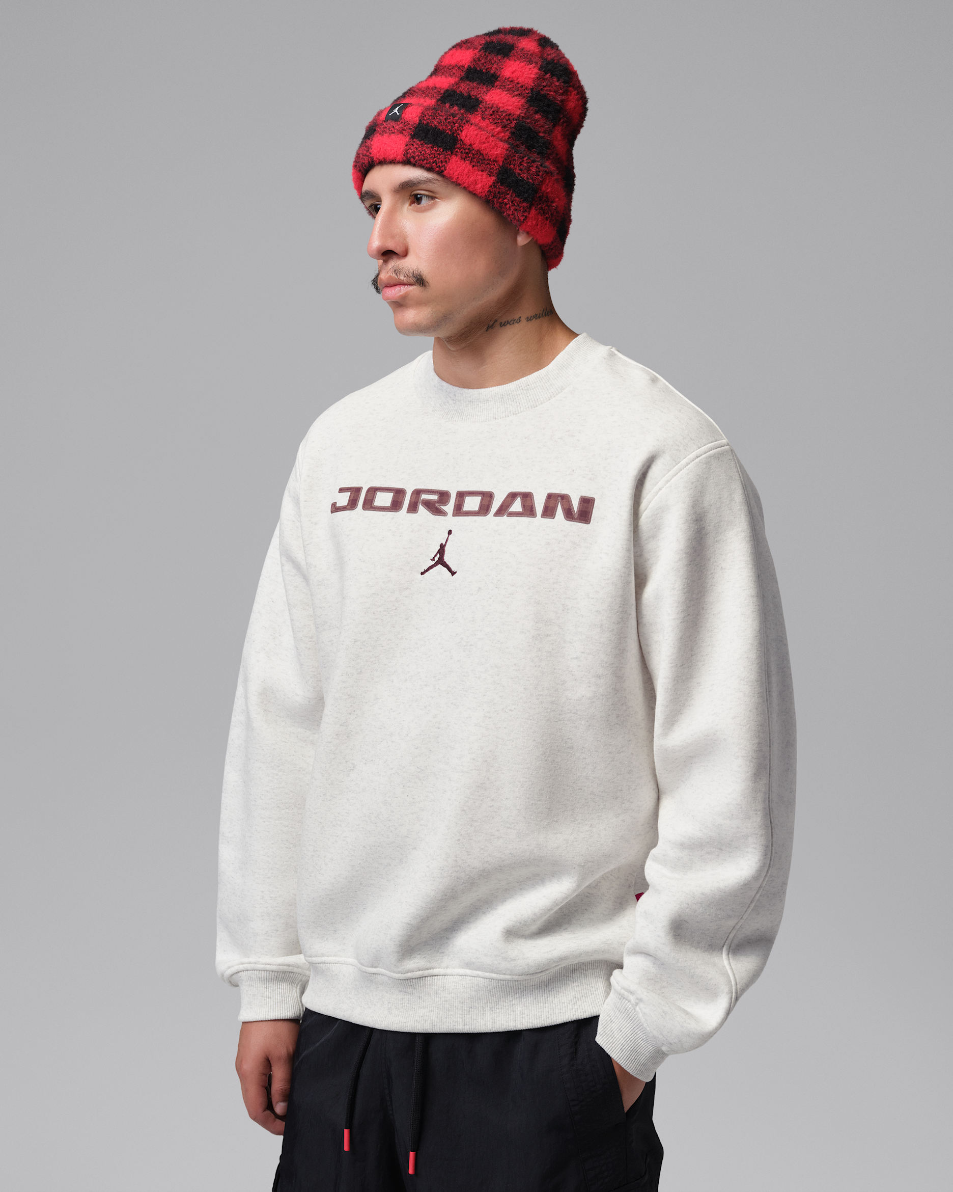 Sudadera de cuello redondo de tejido Fleece para hombre Jordan Brooklyn - Vela/Jaspeado/Marrón fauna