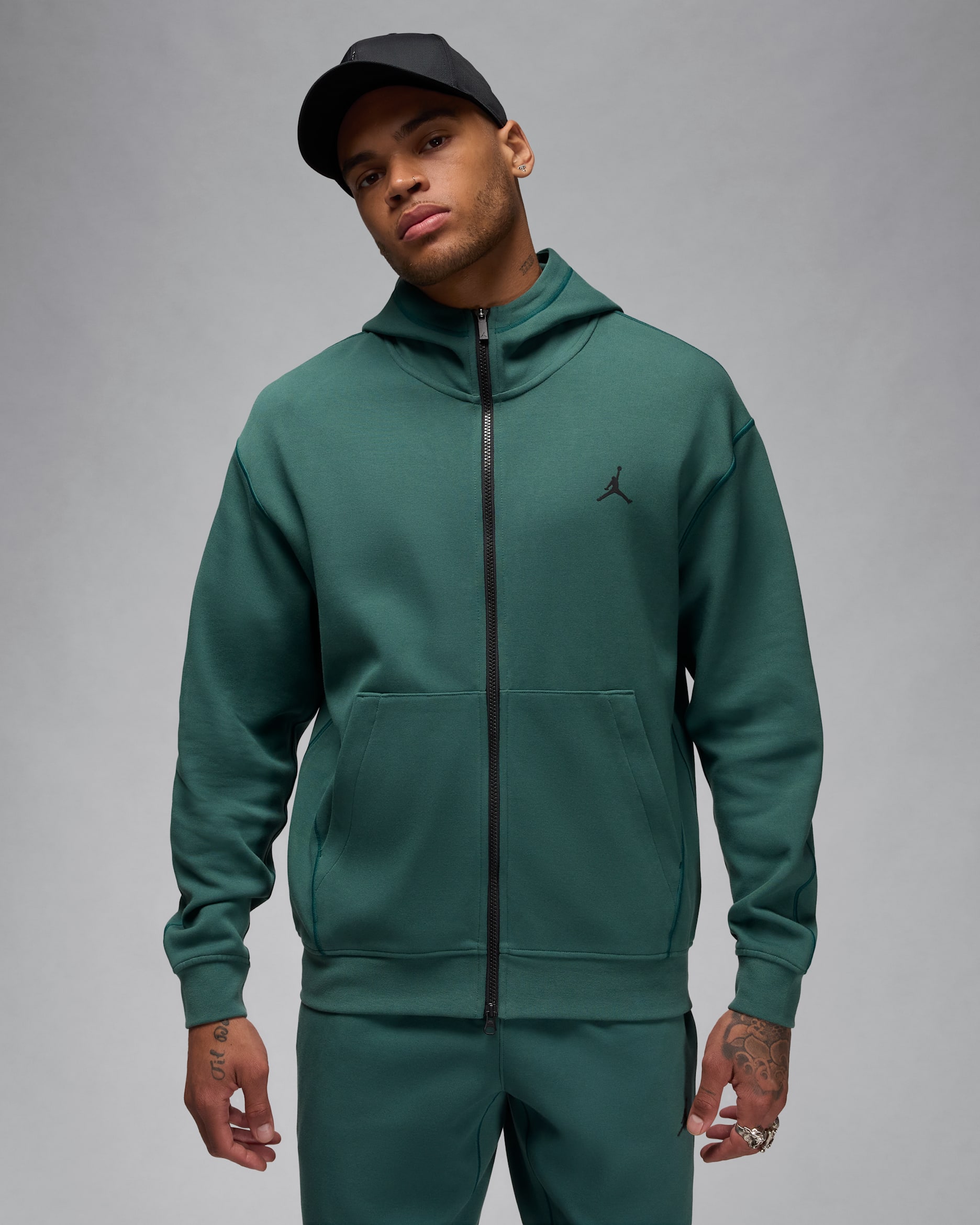 Jordan Sport Hoop Fleece Men's Dri-FIT Full-Zip Hoodie - Oxidised Green/Black