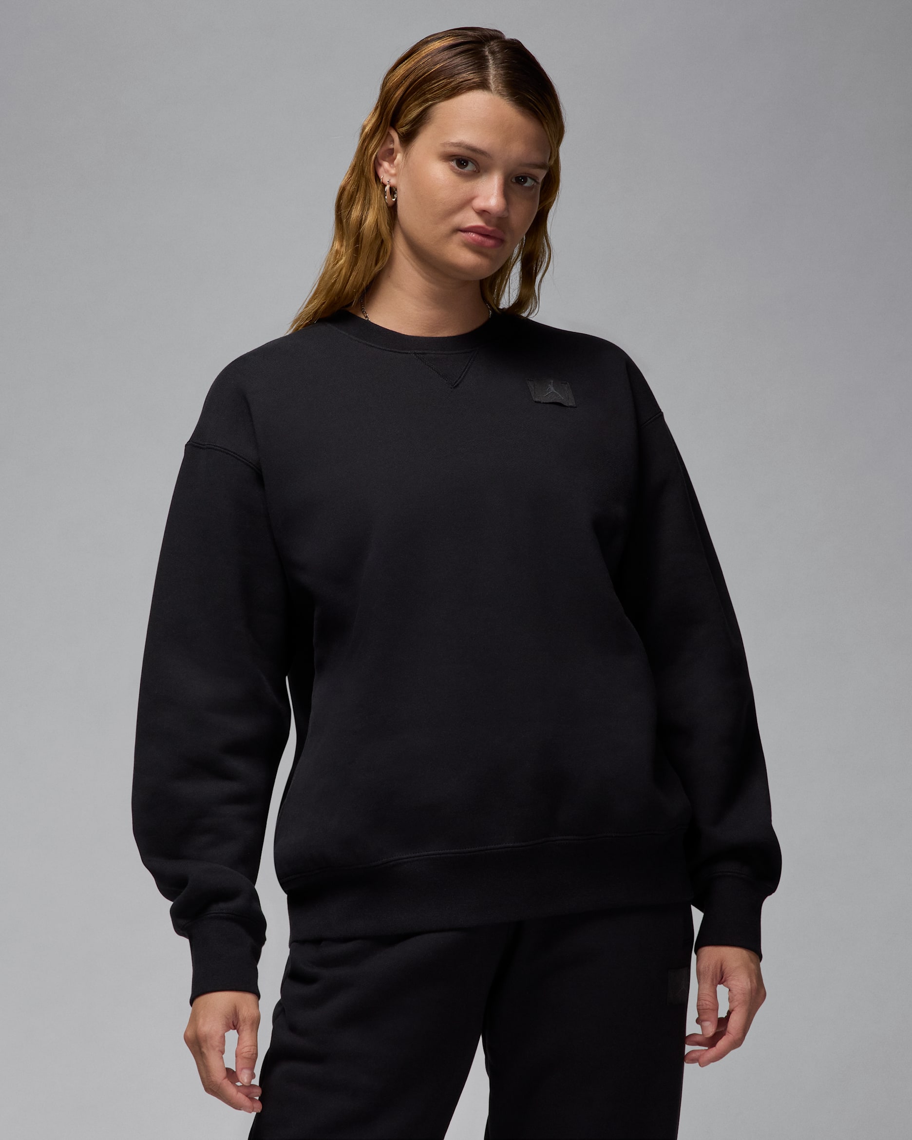 Jordan Flight Fleece Women's Crew-Neck Sweatshirt - Black/Dark Smoke Grey