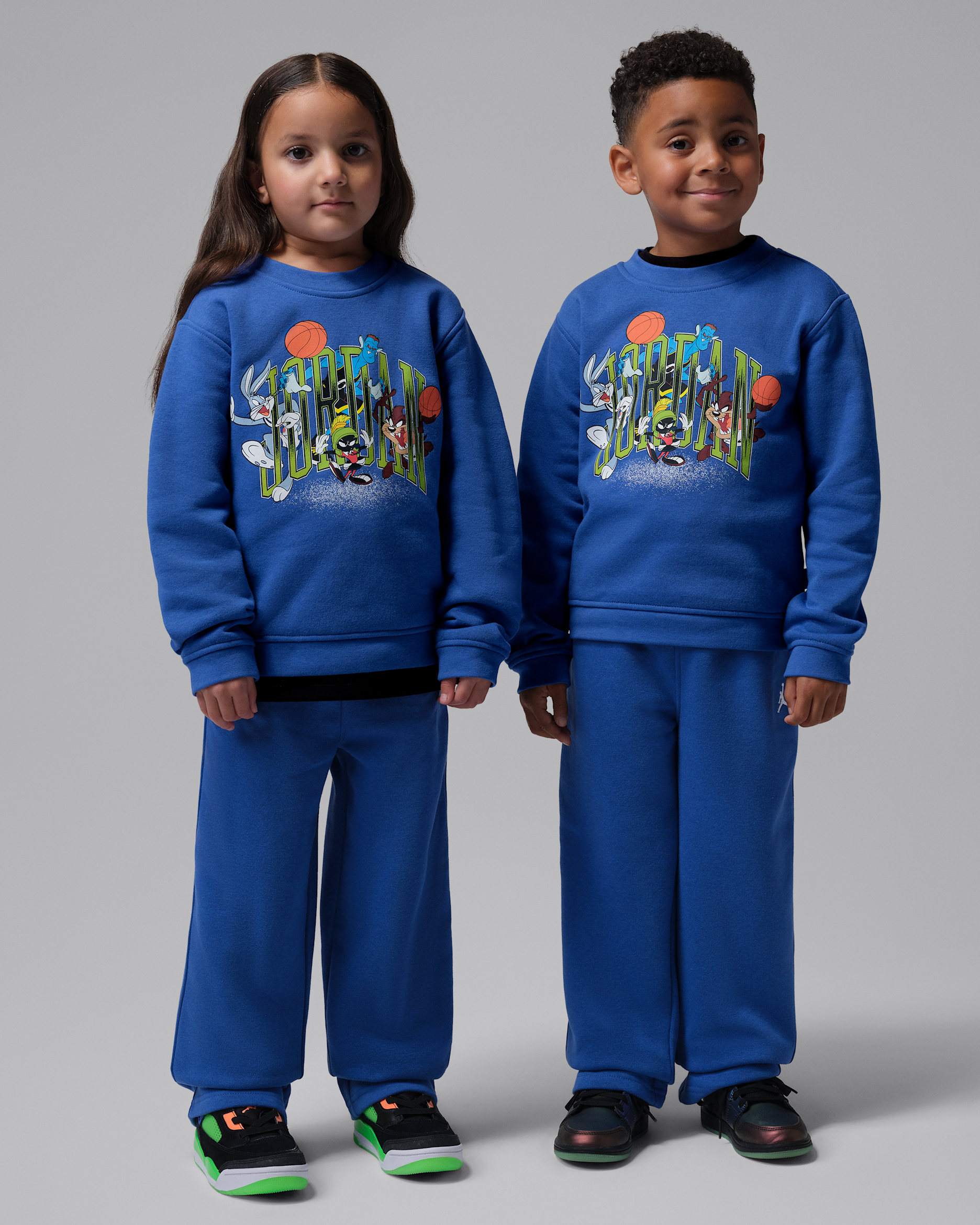 Jordan Space Jam 30 2-delige set met kleutertop met ronde hals en gebogen logo - Varsity Royal
