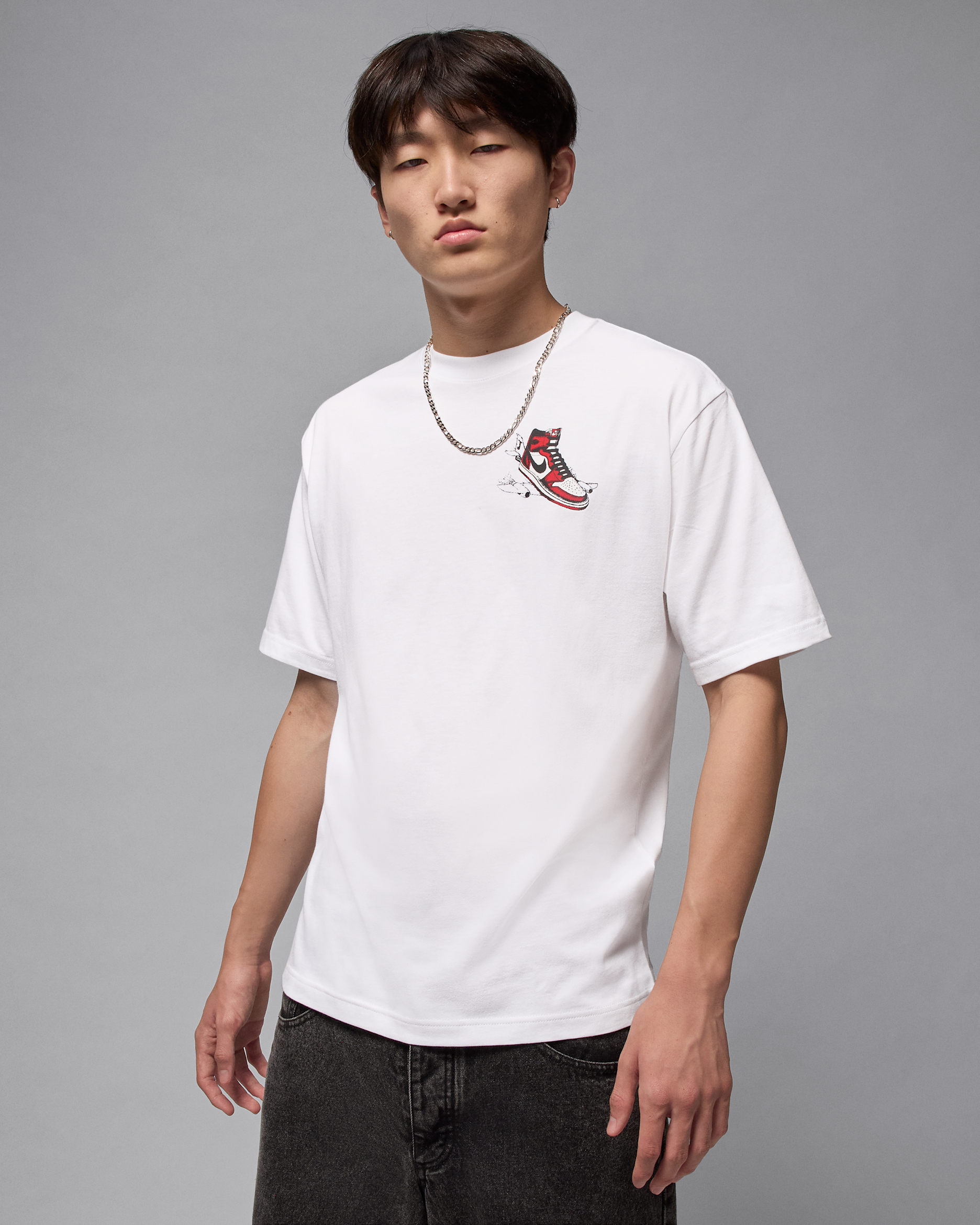 Playera para hombre Jordan AJ1 - Blanco/Rojo universitario