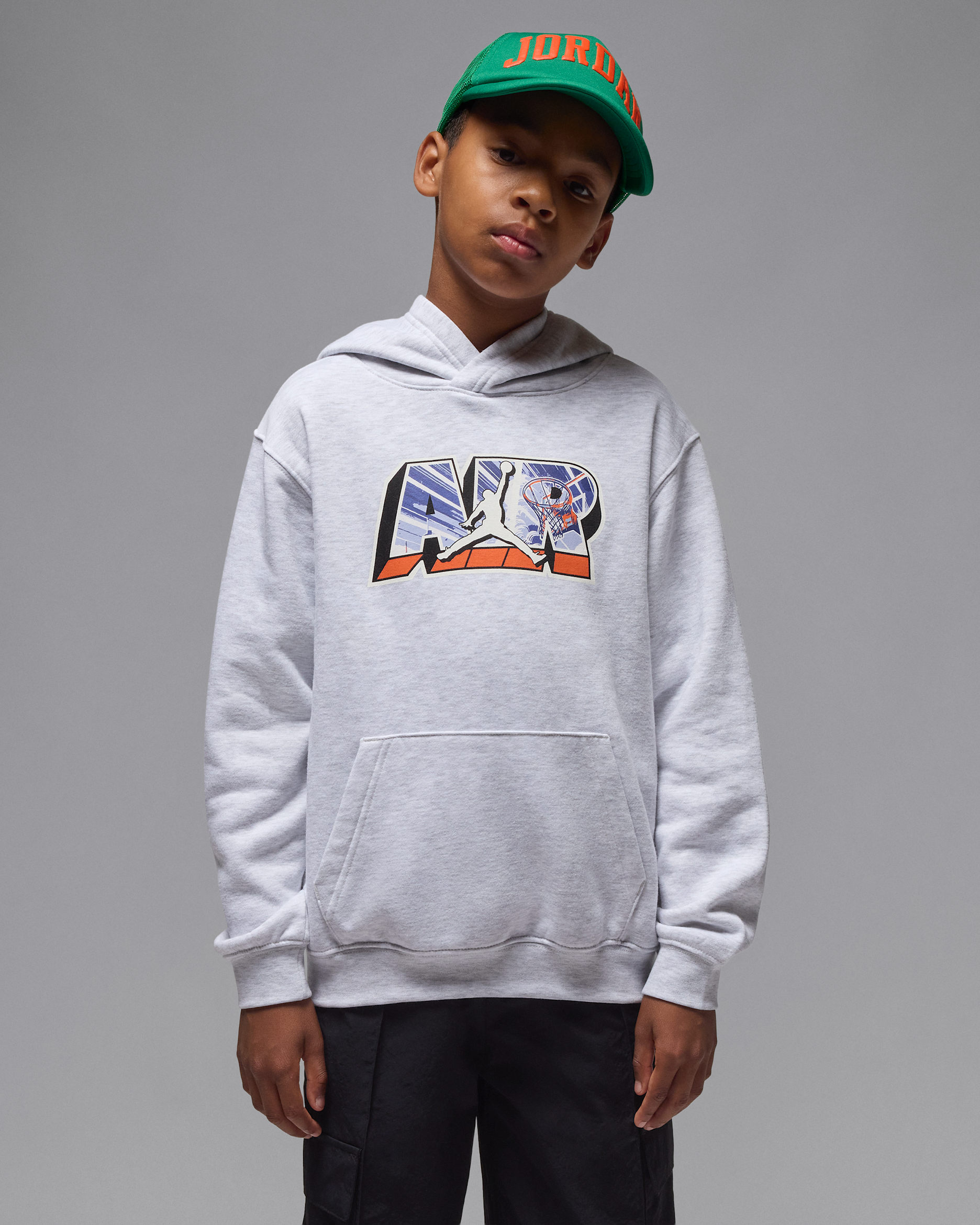 Jordan Big Kids' Air Postcard Pullover Hoodie - Birch Heather