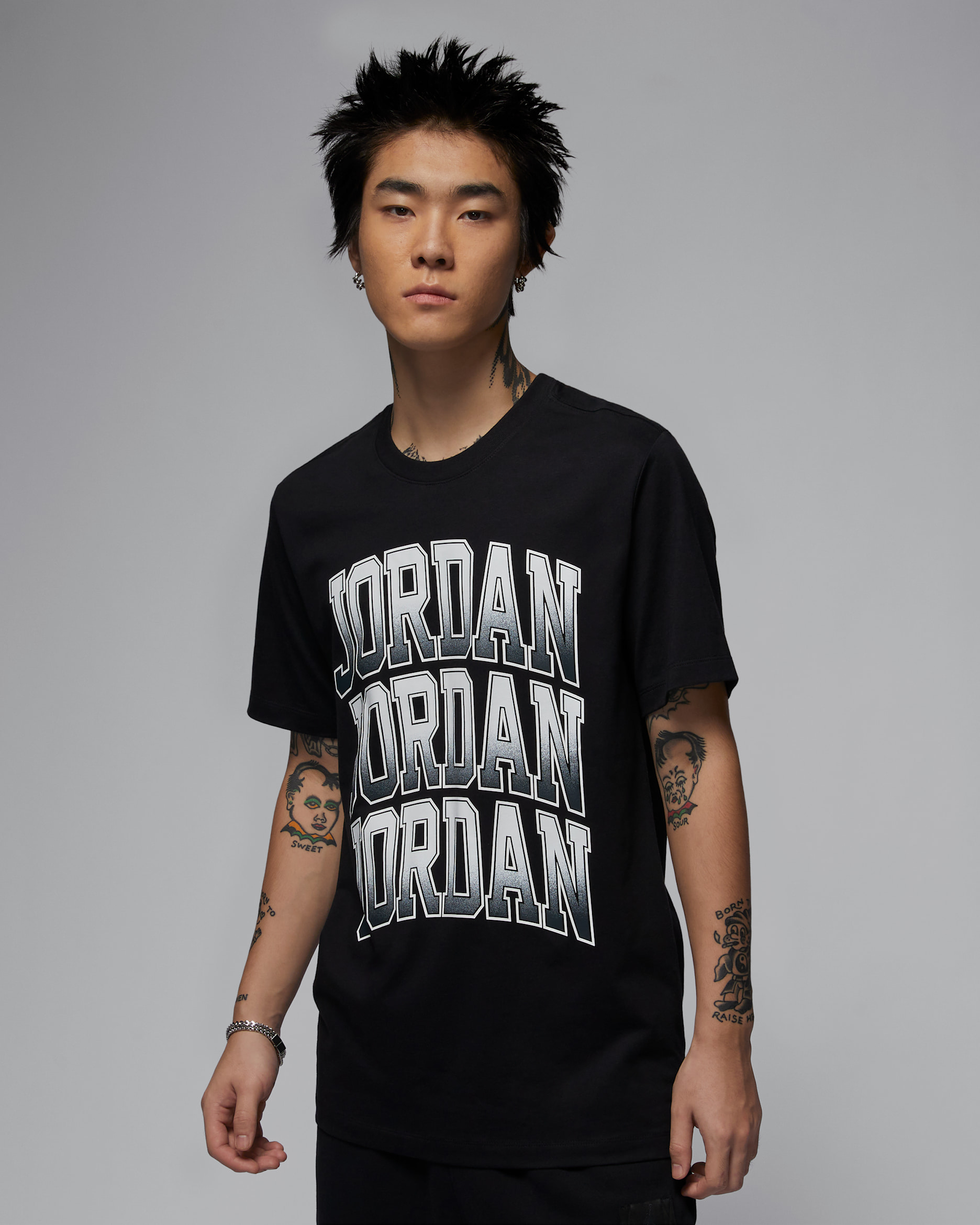 Jordan 男款 T 恤 - 黑色/白色