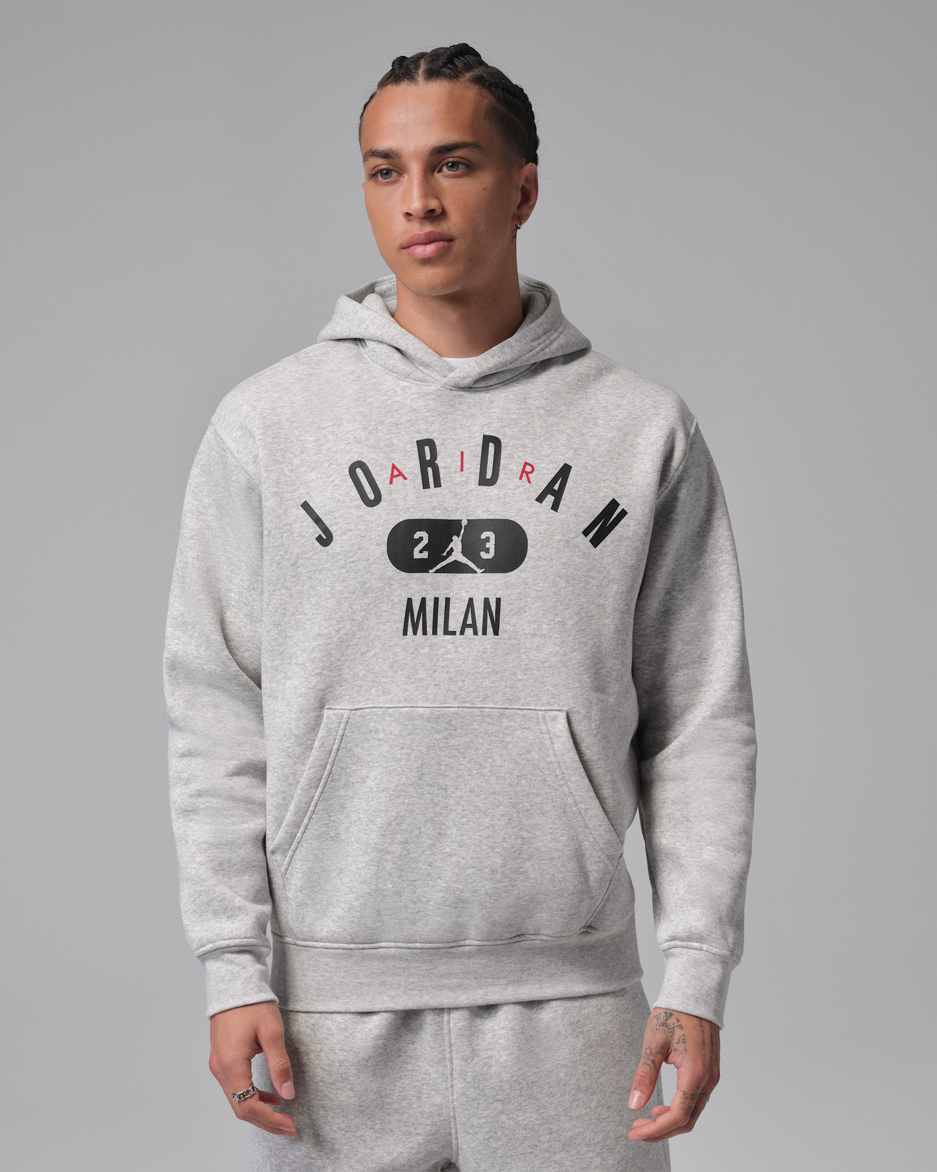 Ανδρικό φλις φούτερ με κουκούλα Milan Jordan - Grey Heather