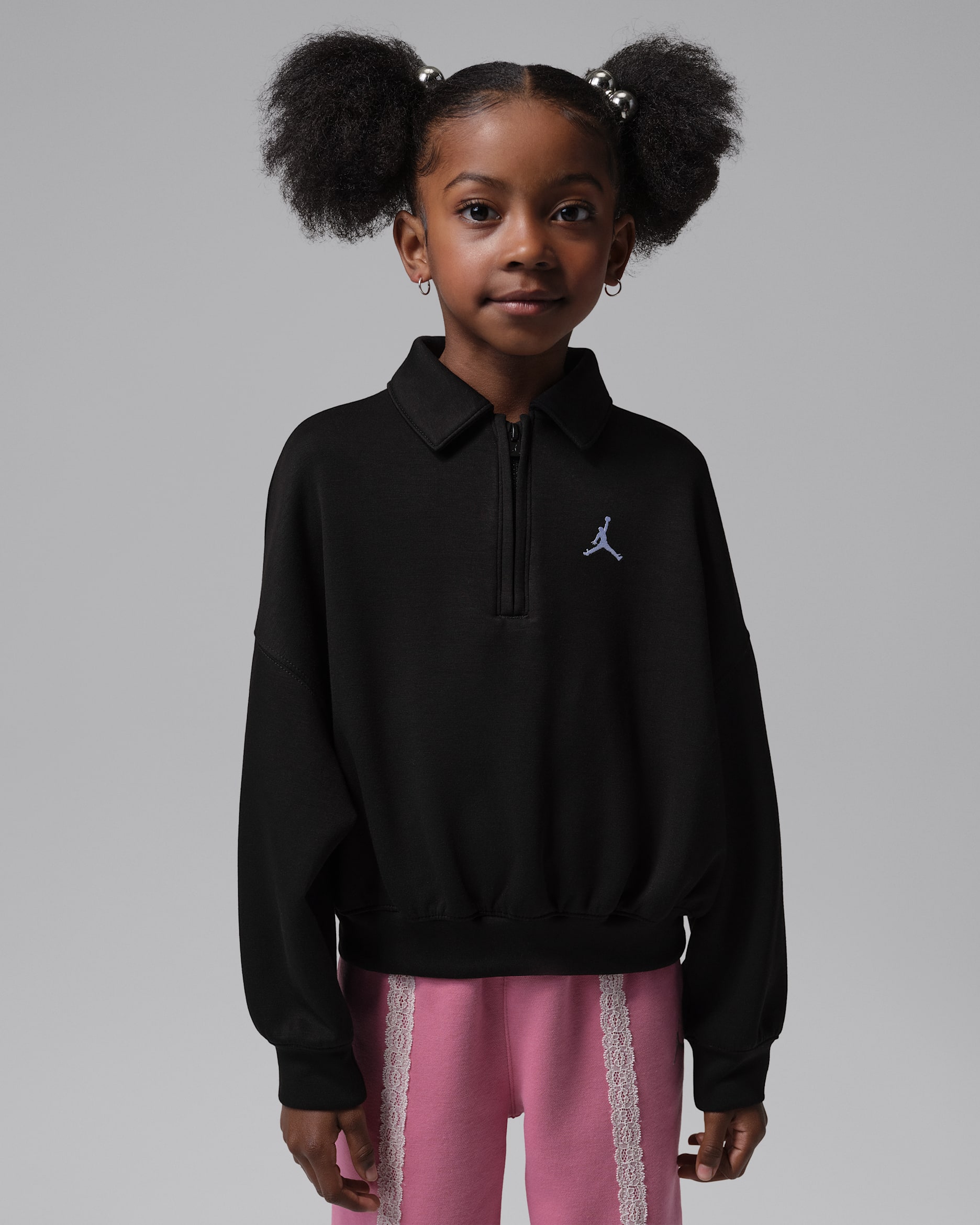Jordan She's An All Star Little Kids' Half-Zip Top - Black