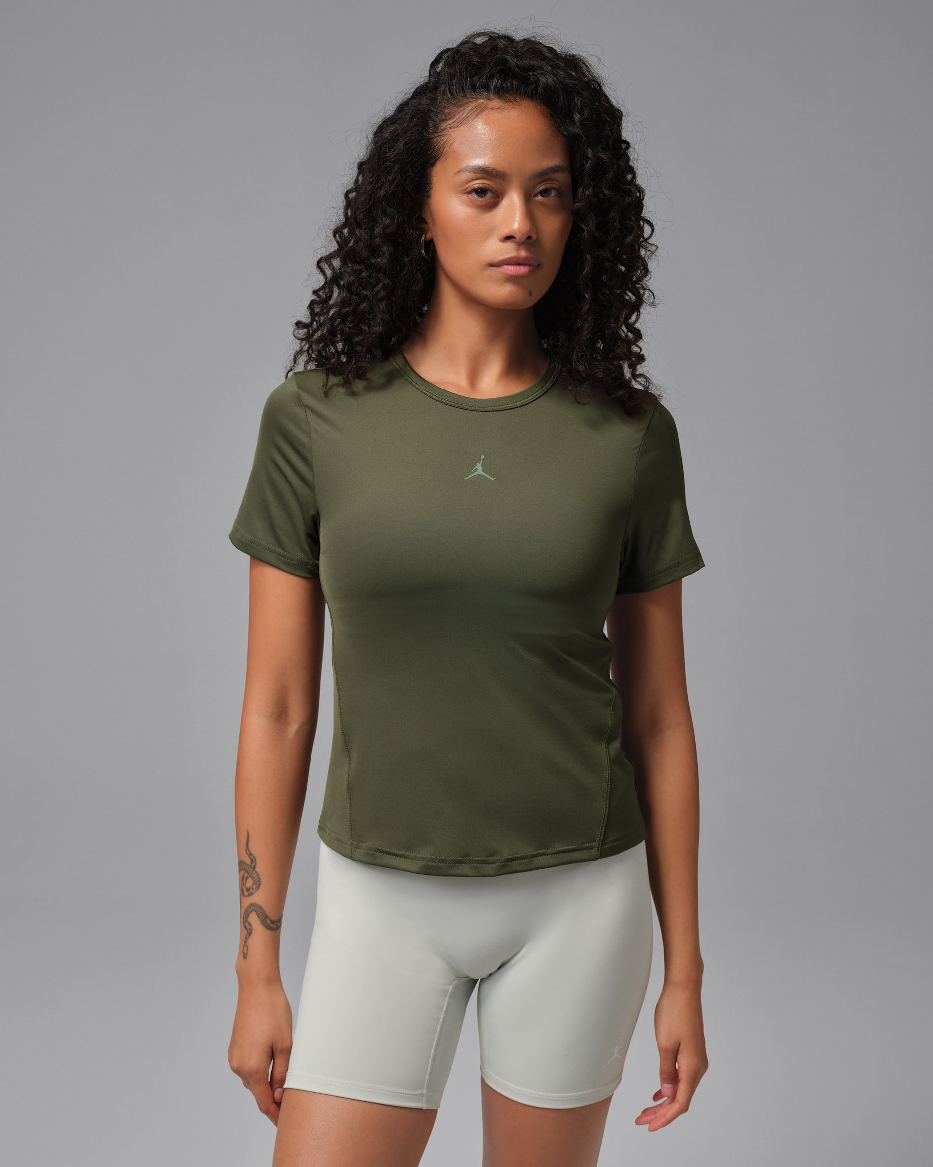 Jordan Sport Essentials Women's Dri-FIT Short-Sleeve Top - Cargo Khaki/Vintage Lichen