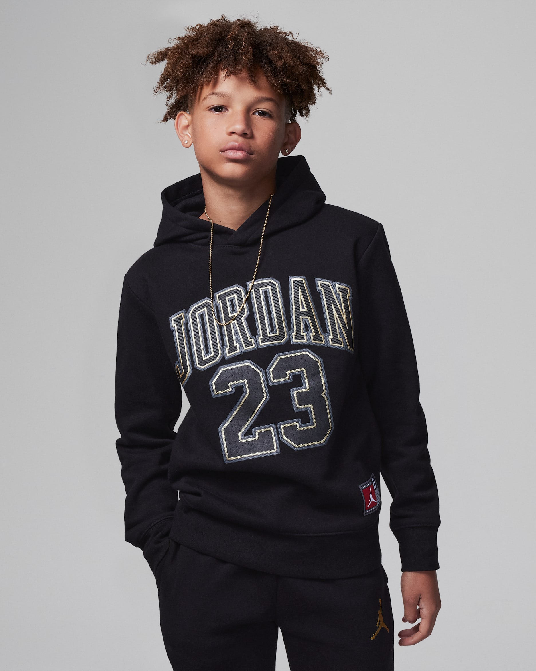 Jordan Fleece Pullover Hoodie Big Kids Hoodie - Black/Gold