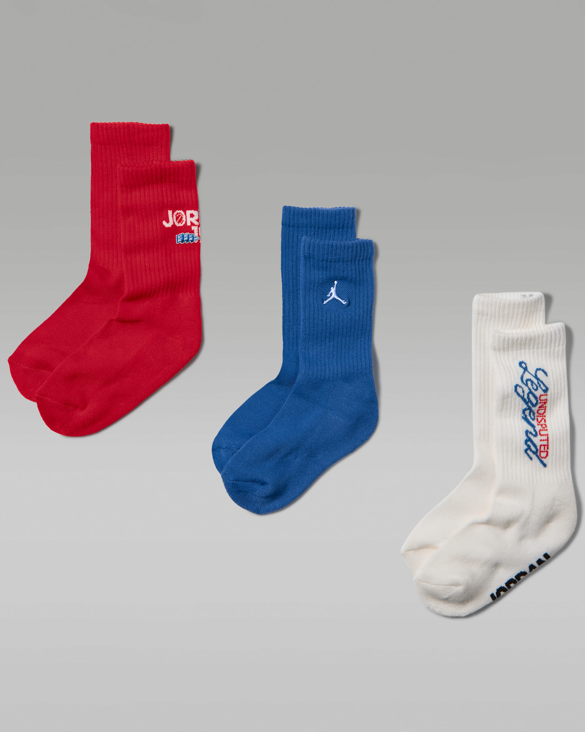 Jordan Kids' Americana Crew Socks (3 Pairs) - University Red