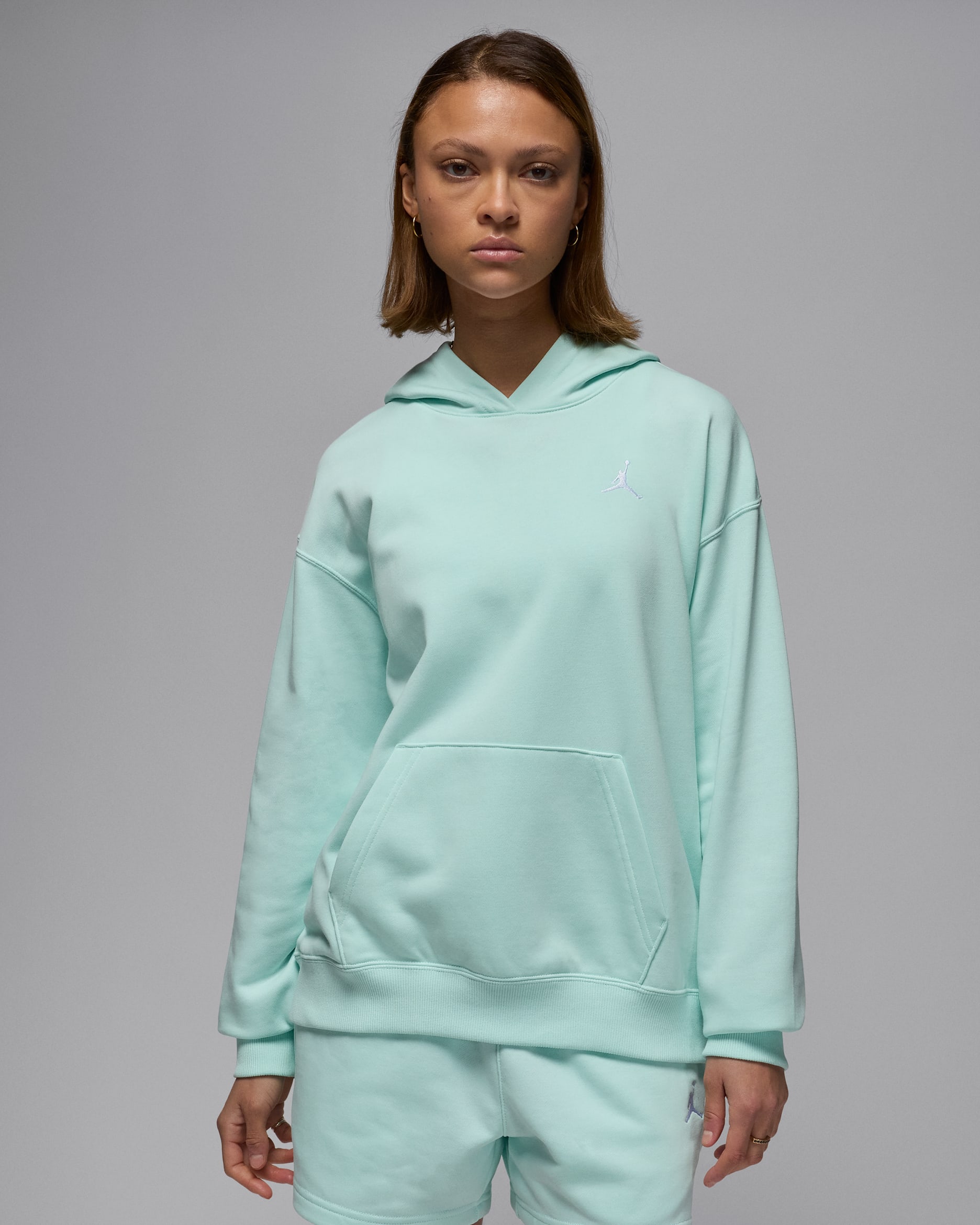 Sudadera con gorro sin cierre para mujer Jordan Brooklyn Fleece - Iglú/Blanco