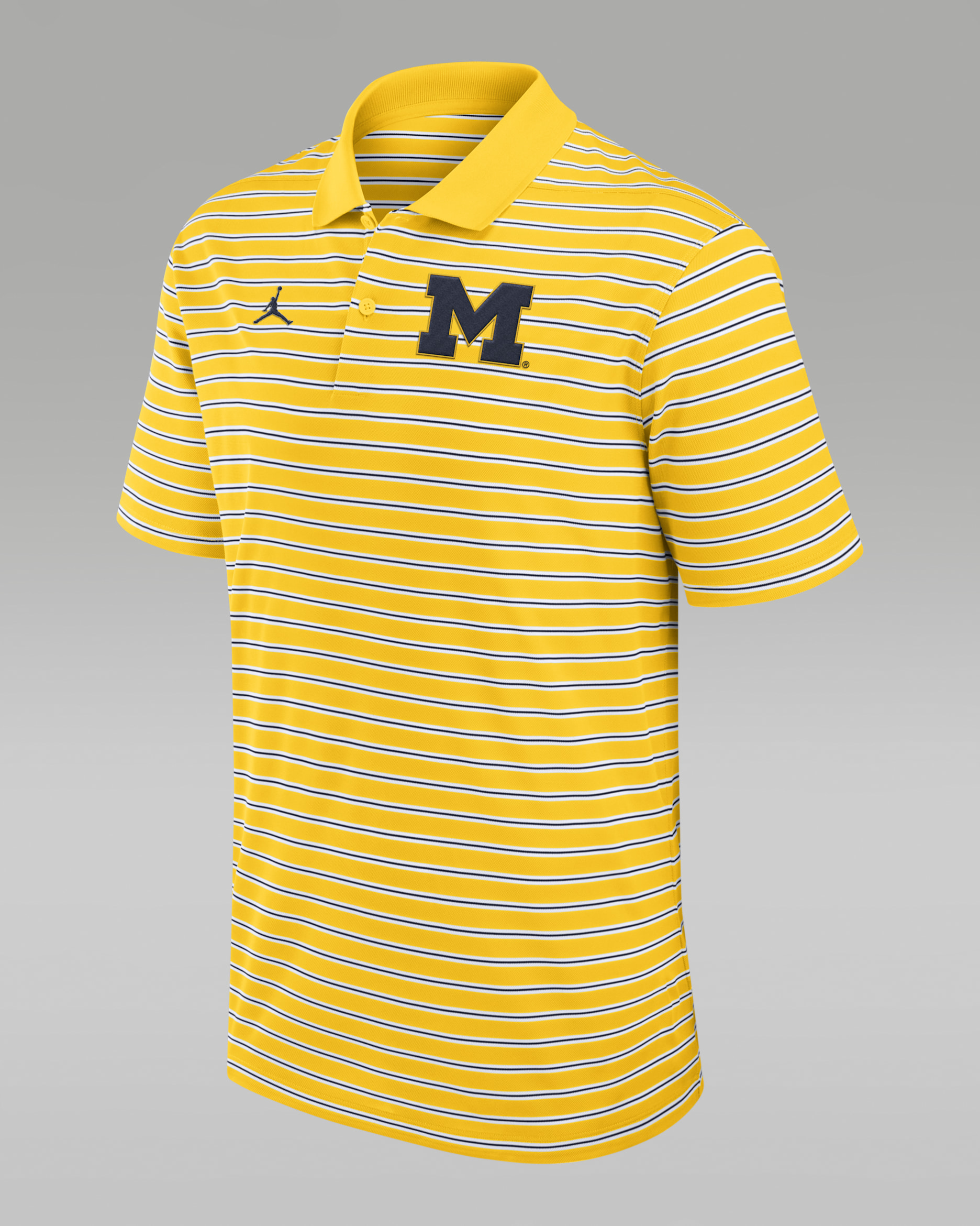 Michigan Wolverines Primetime Victory Striped Men's Nike Dri-FIT College Polo - Amarillo
