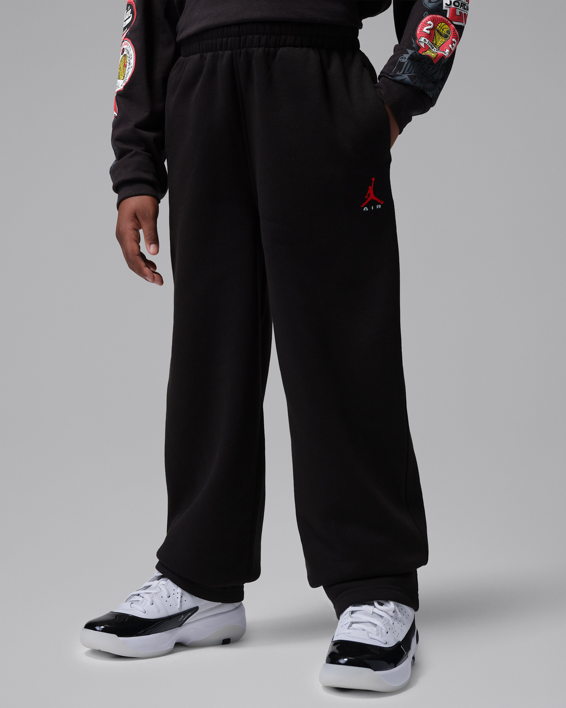 Jordan Brooklyn fleecebroek met open zoom voor kids - Zwart