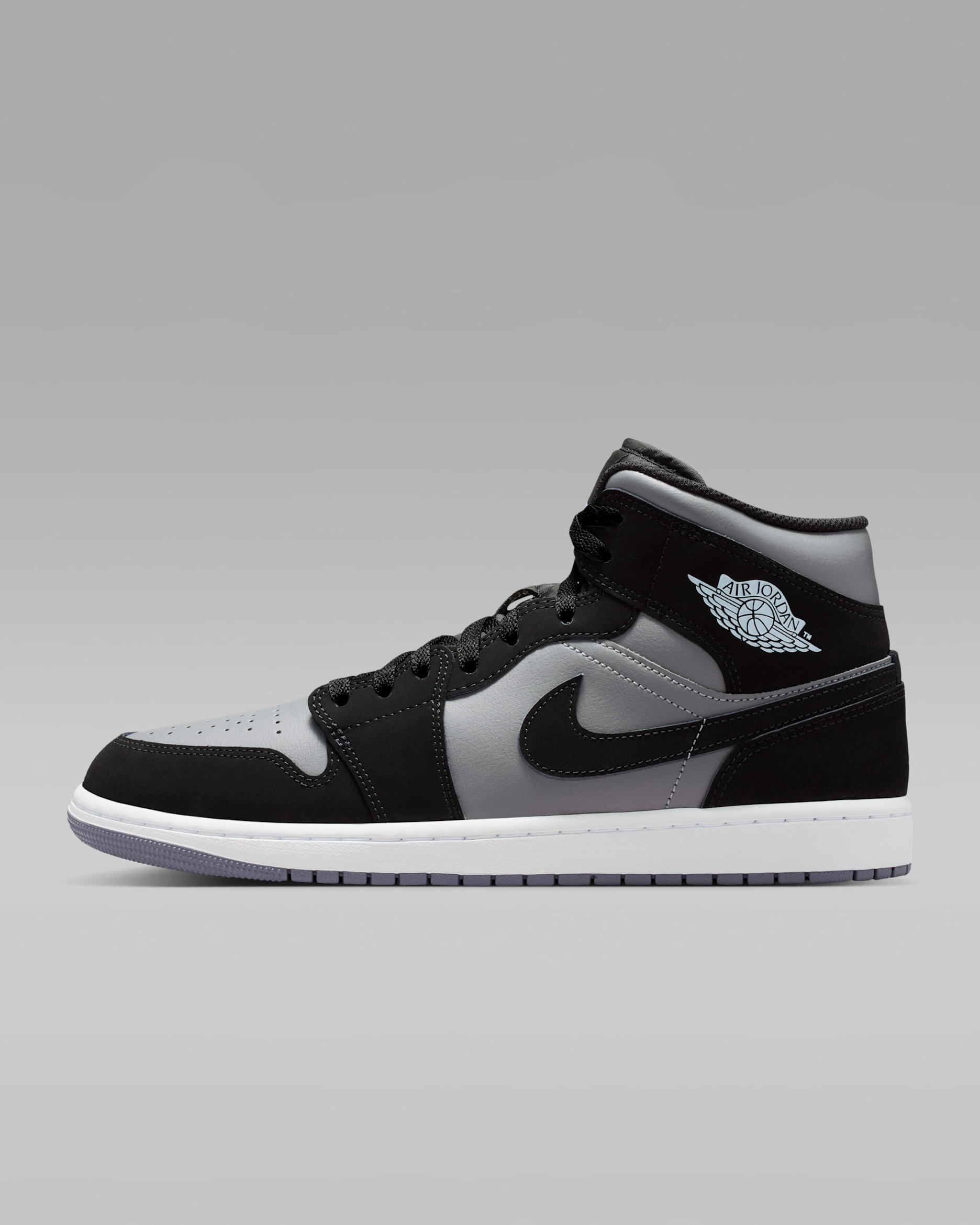 Air Jordan 1 Mid Schuh (Herren) - Schwarz/Cool Grey/Light Armory Blue/Schwarz