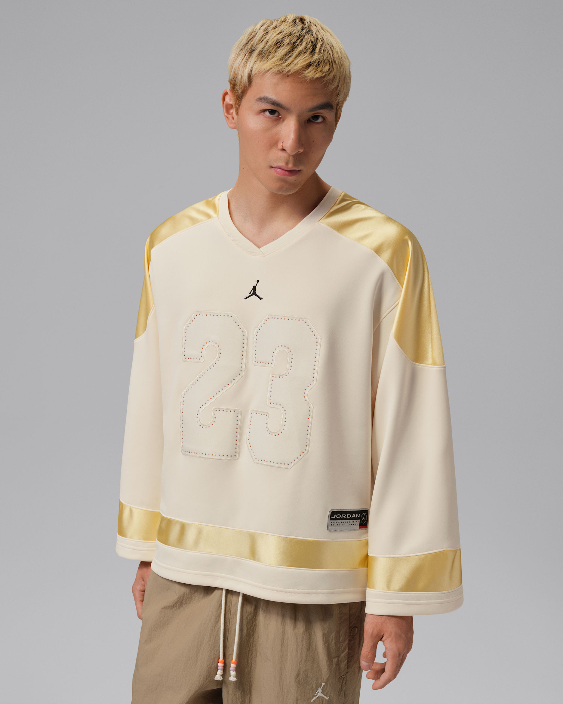 Jordan Brooklyn Men's Festival Jersey - Pale Ivory/Black