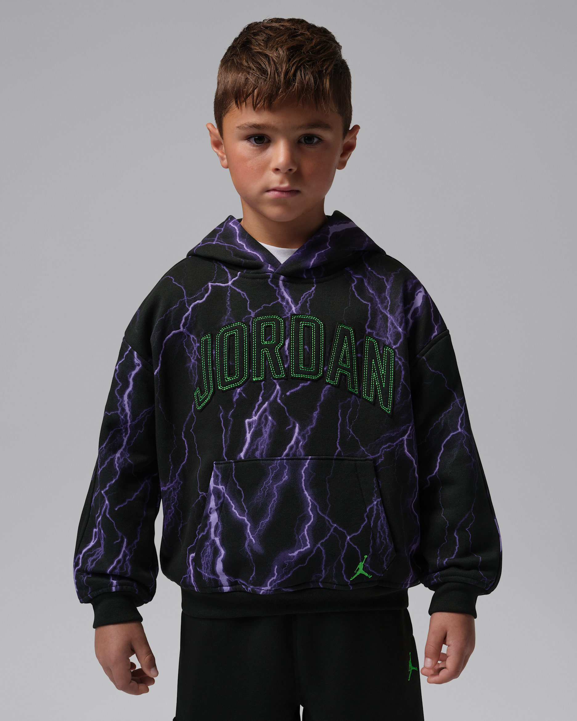 Jordan Little Kids' Shock and Ahhh Fleece Pullover Hoodie - Black