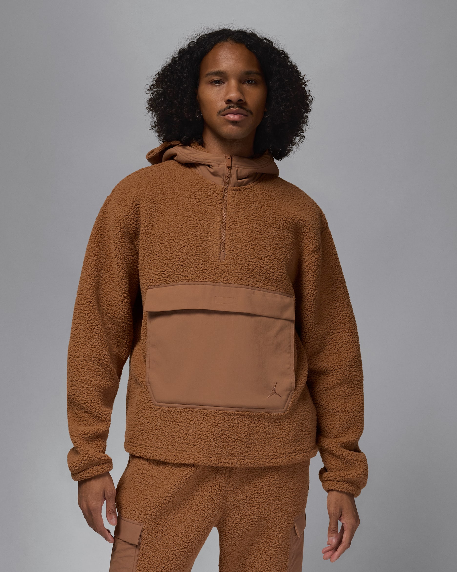 ジョーダン フライト メンズ ハイパイル フリース プルオーバー パーカー - アーキオブラウン