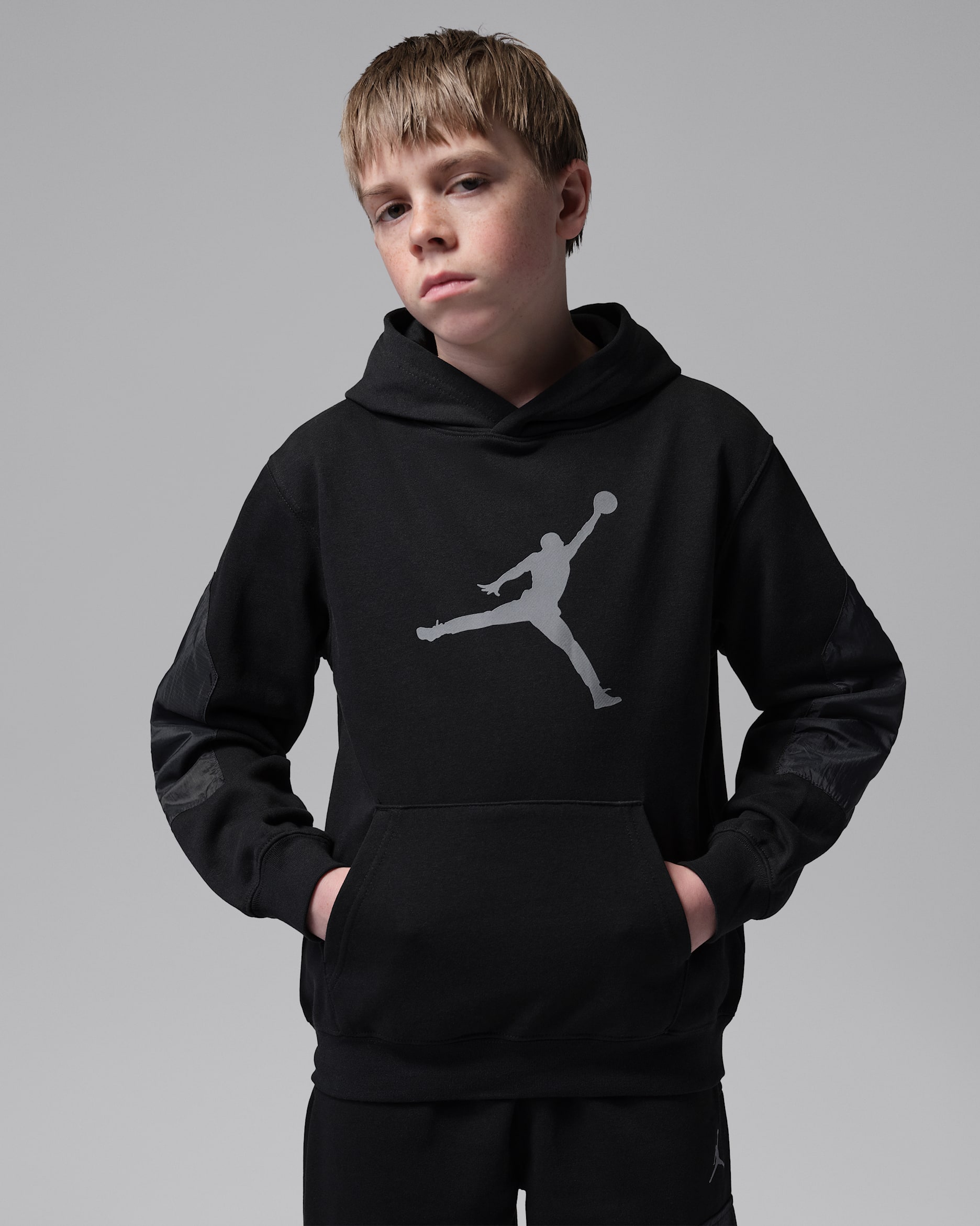 Sudadera con gorro sin cierre de tejido French Terry para niños talla grande Hike Mike Jordan - Negro