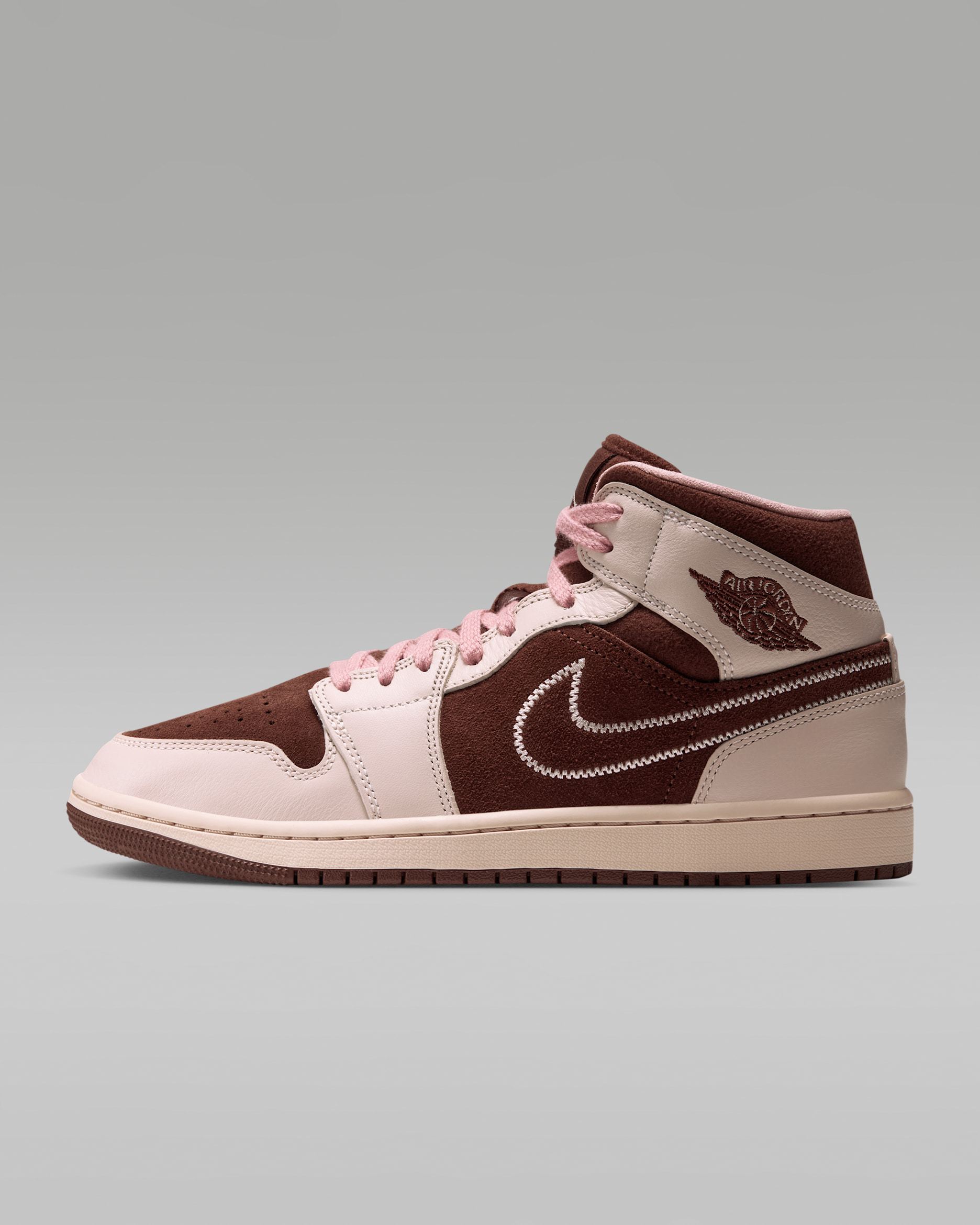 Air Jordan 1 Mid SE Women's Shoes - Cacao Wow/Rust Pink/Pearl White