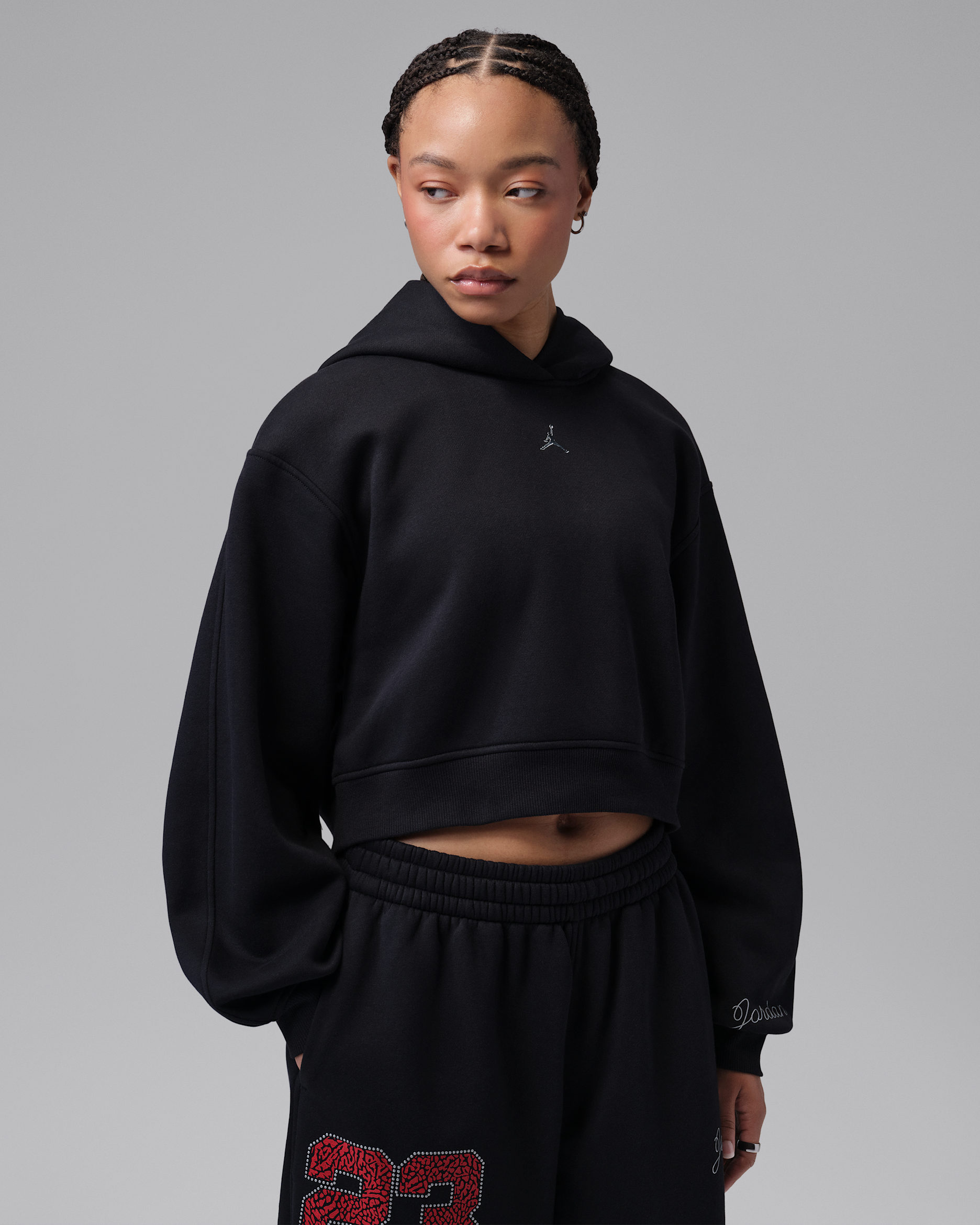 Jordan Brooklyn Fleece Women's Cropped Pullover Hoodie - Black