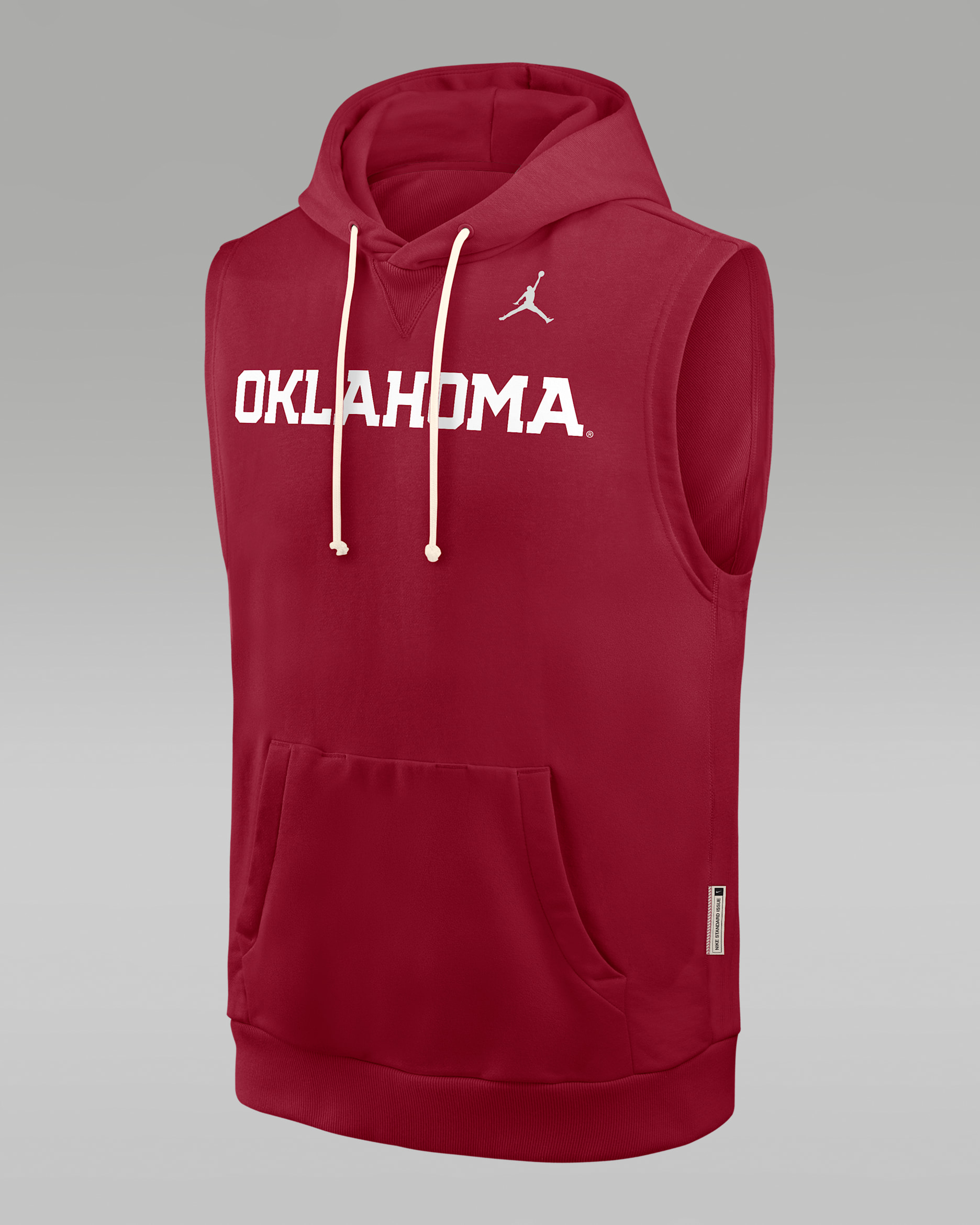 Oklahoma Sideline Men's Jordan Brand Dri-FIT College Sleeveless Pullover Hoodie - Crimson